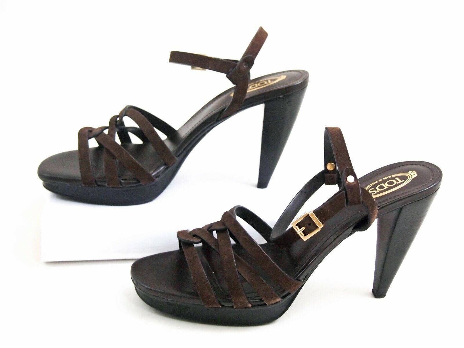 Tod's Tod's Strappy Sandals Brown Suede Womens EU 37 US 7 $620 Size US 7 / IT 37 - 4 Thumbnail
