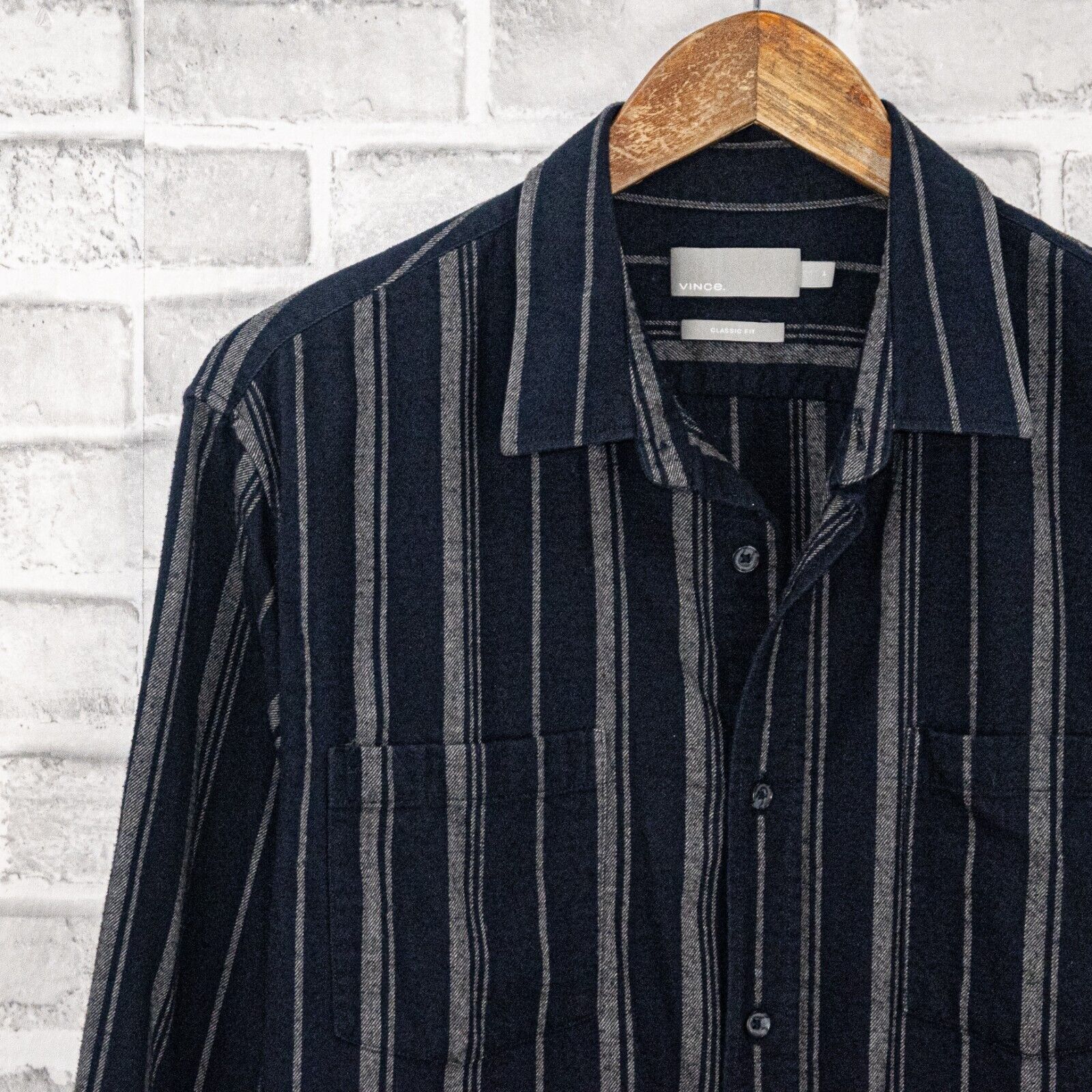 Vince VINCE Striped Flannel Button Down Shirt in Coastal Cotton Size US L / EU 52-54 / 3 - 7 Thumbnail