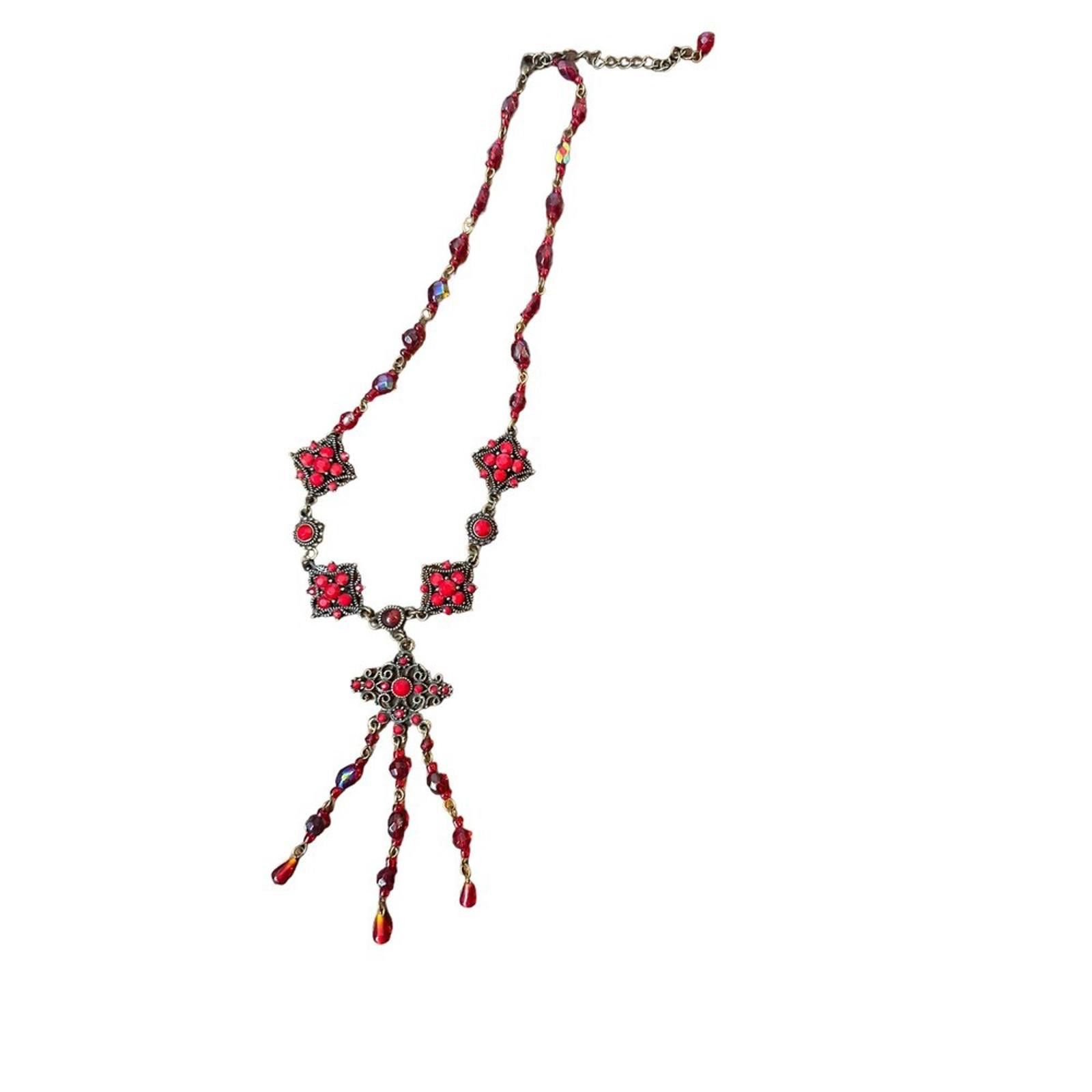 Designer Stunning Vintage Red Crystal Necklace Size ONE SIZE - 1 Thumbnail