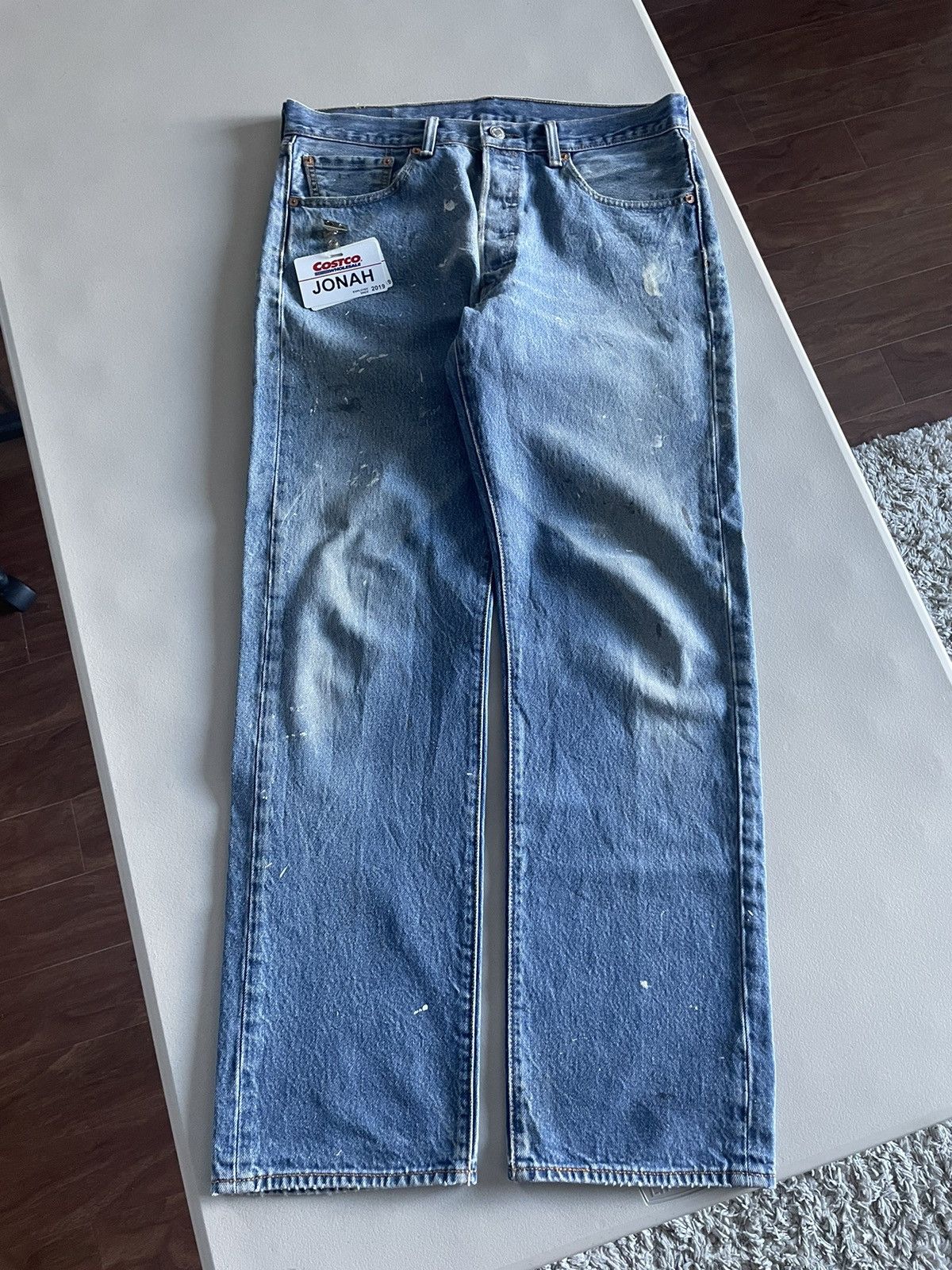 image of Archival Clothing x Levis Vintage 90’S Levi’S 501 Painted Denim Pants in Blue, Men's (Size 34)