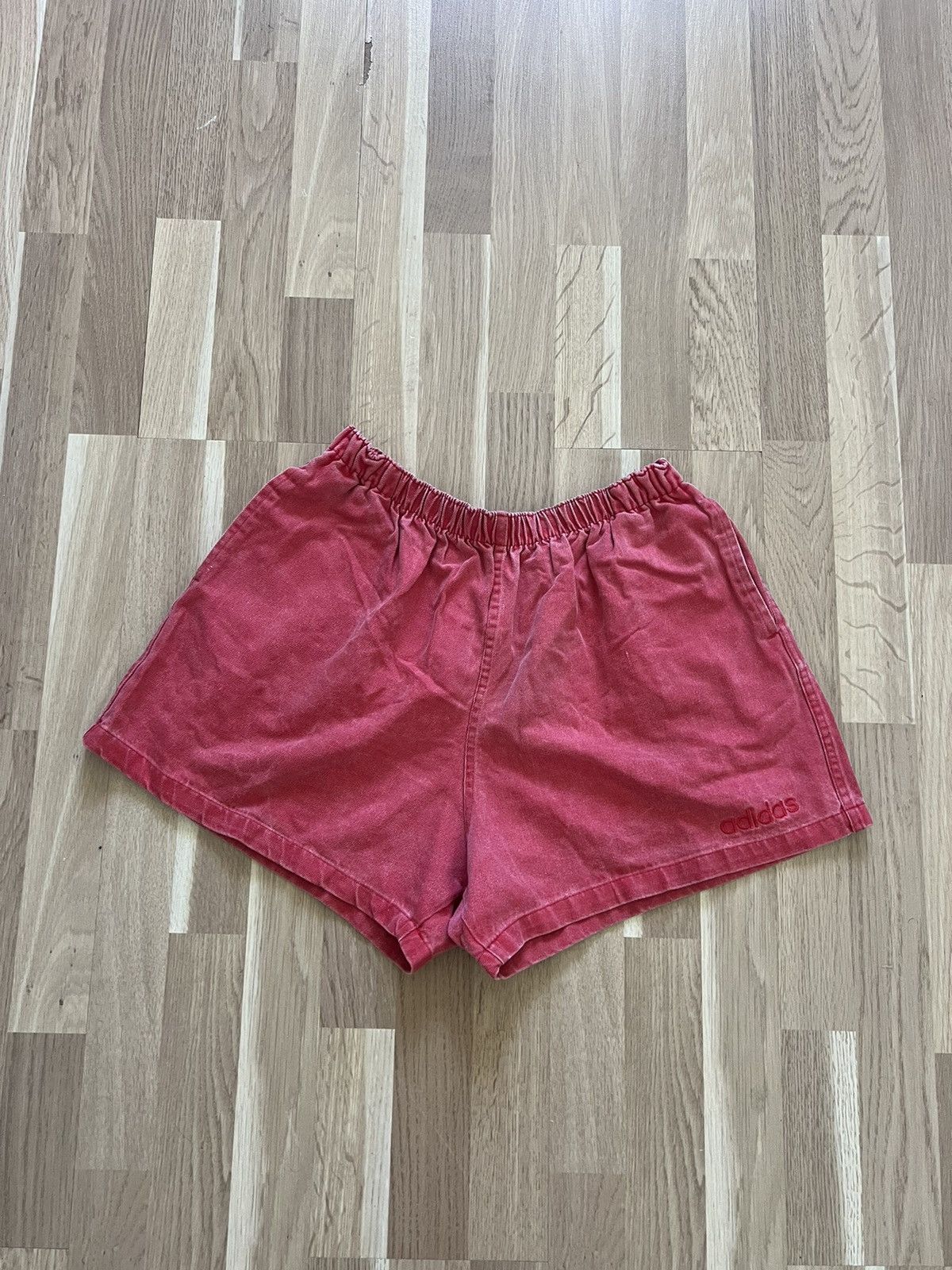 Adidas × Vintage Adidas vintage red denim work shorts faded 90s archive Size US 34 / EU 50 - 1 Thumbnail