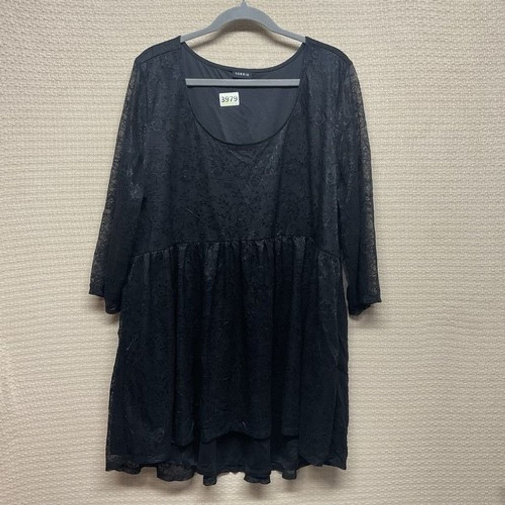 Torrid Torrid Lace Overlay 3/4 Sleeve Babydoll Blouse Tunic Women 3 Size ONE SIZE - 1 Thumbnail