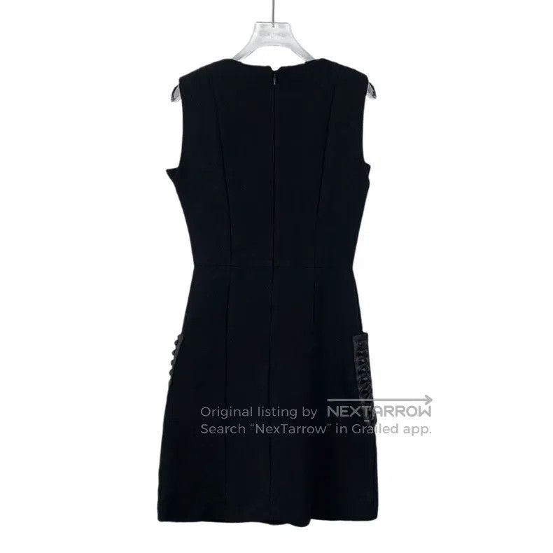 Fendi Fendi Black leather and wool blend round neck sleeveless d Size XXS / US 00 / IT 34 - 2 Thumbnail