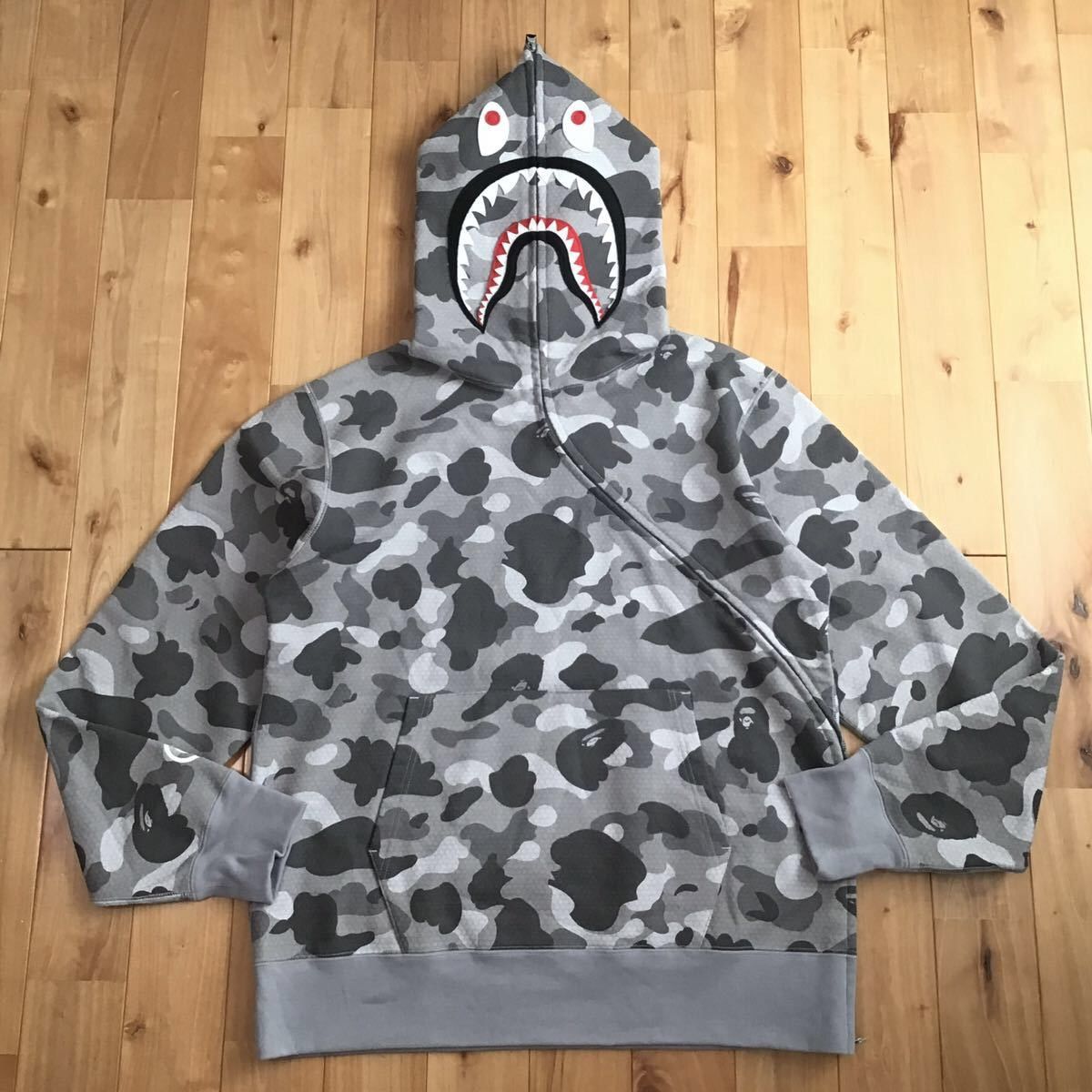 Bape BAPE HONEYCOMB CAMO SHARK FULL ZIP HOODIE a bathing ape | Grailed