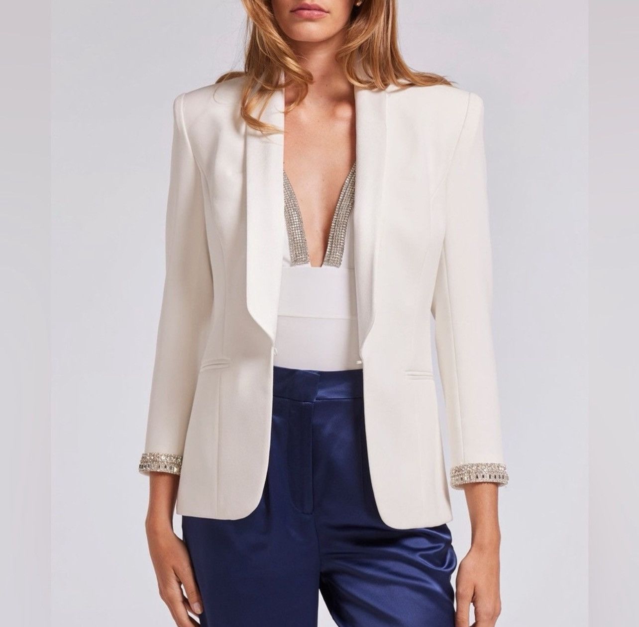 Generation Love Generation Love Argo Crystal Trimmed Crepe Blazer size XS Size XS / US 0-2 / IT 36-38 - 2 Thumbnail