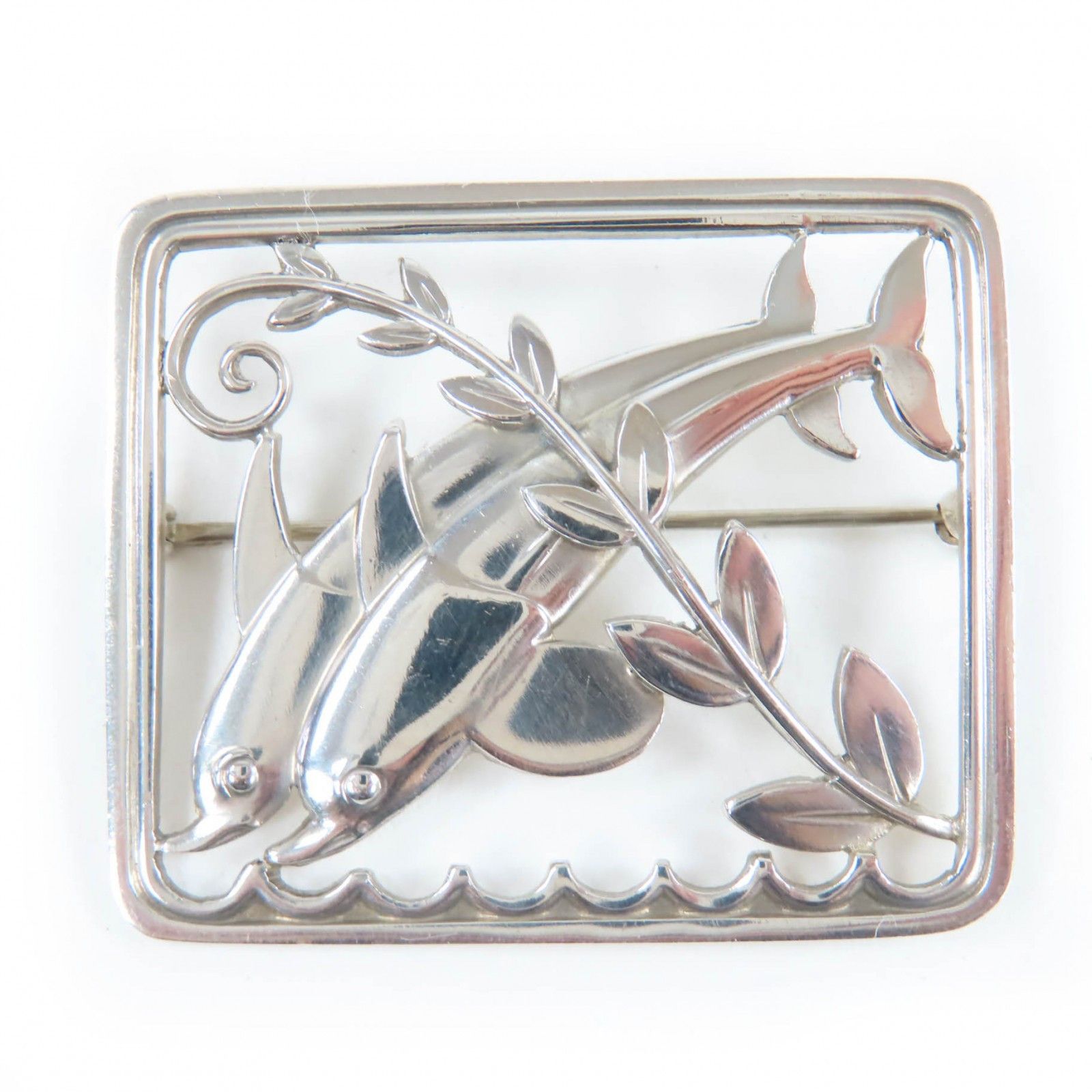 Other Other Georg Jensen Dolphin Silver 925 Brooch Metal Brooch DUTY FREE for USA Size ONE SIZE - 1 Thumbnail