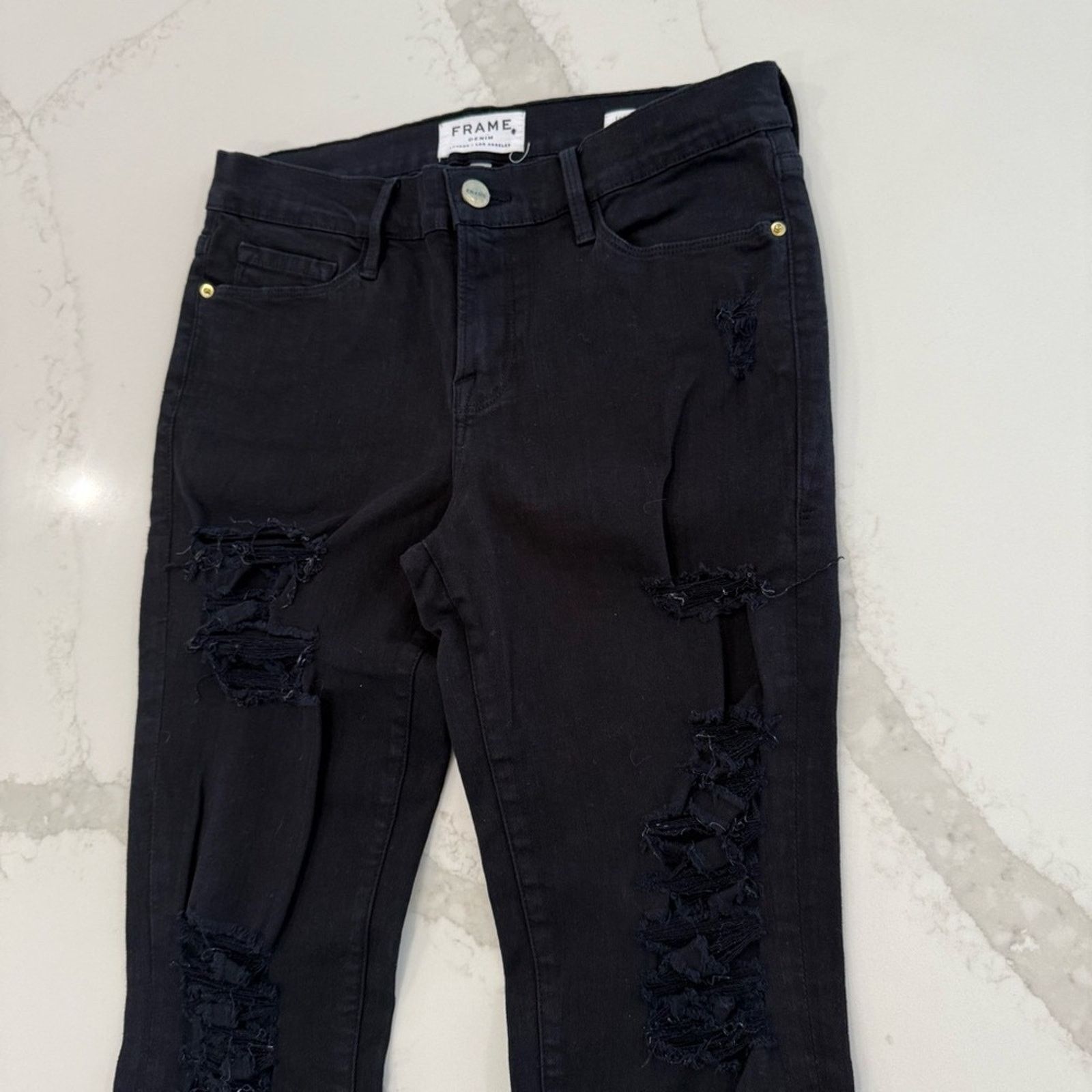 Frame Frame Le Skinny de Jeanne Distressed Denim Jeans Women’s 29 Size 29" - 3 Thumbnail
