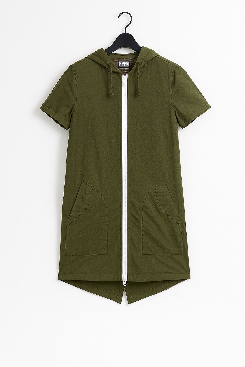 Japanese Brand PPFM Olive Green Hooded Parka Dress | 2000s Streetwear Size M / US 6-8 / IT 42-44 - 1 Thumbnail