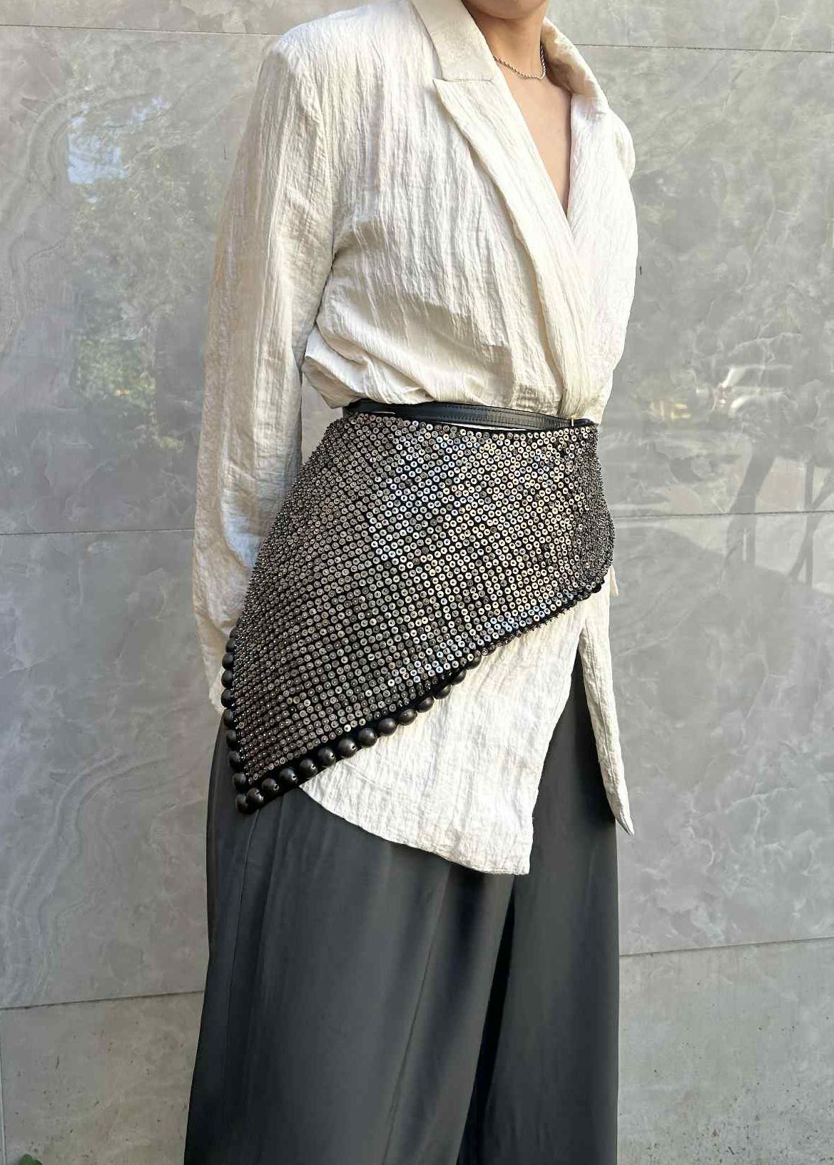 Isabel Marant Isabel Marant Pisa Silk & Brass Metal Studded Scarf Size ONE SIZE - 6 Thumbnail