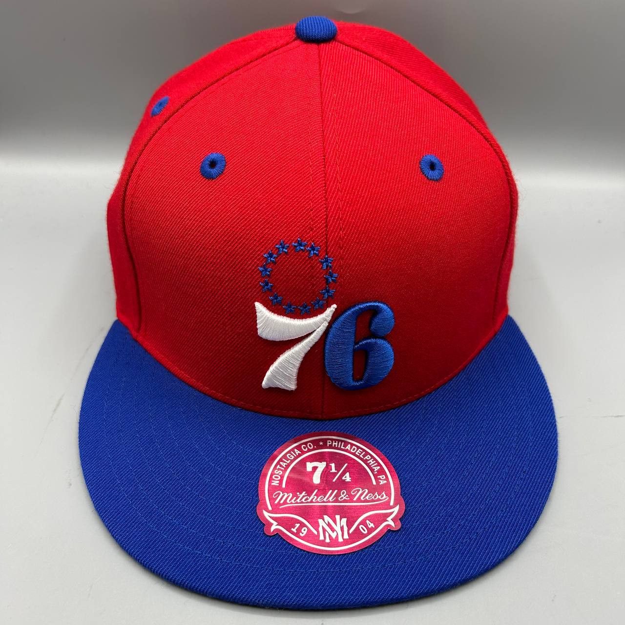 Mitchell & Ness Philadelphia 76ers Hat Men 7 1/4 Red NBA Fitted Cap Wool New Size ONE SIZE - 1 Thumbnail