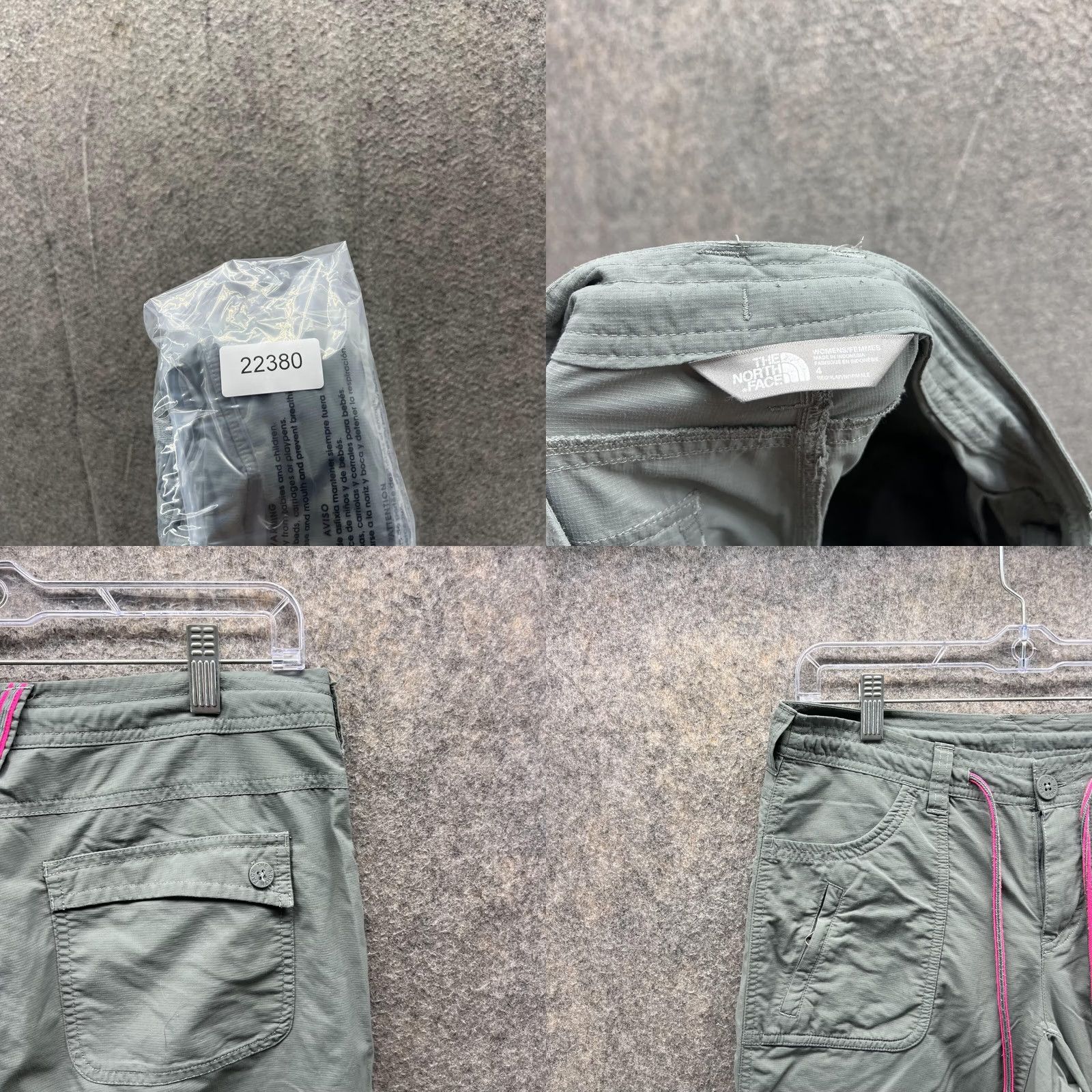 The North Face VINTAGE: The North Face Pants Women 4 Green Pink Casual Drawstring Polyester Hiking Hike Size 27" / US 4 / IT 40 - 8 Thumbnail
