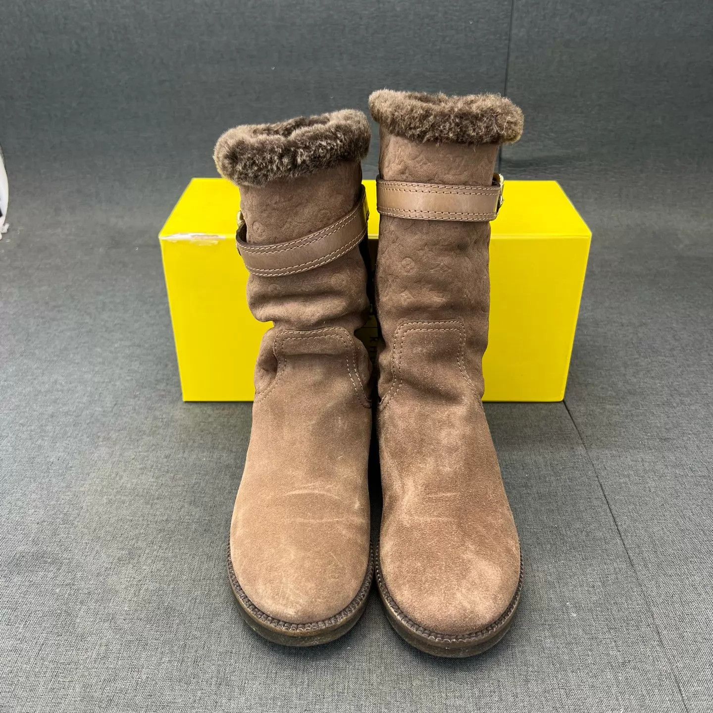 Louis Vuitton LV Wool-Embossed Mid-Calf Boots 35.5 Worn Few Times w/Box Size US 5 / IT 35 - 4 Thumbnail