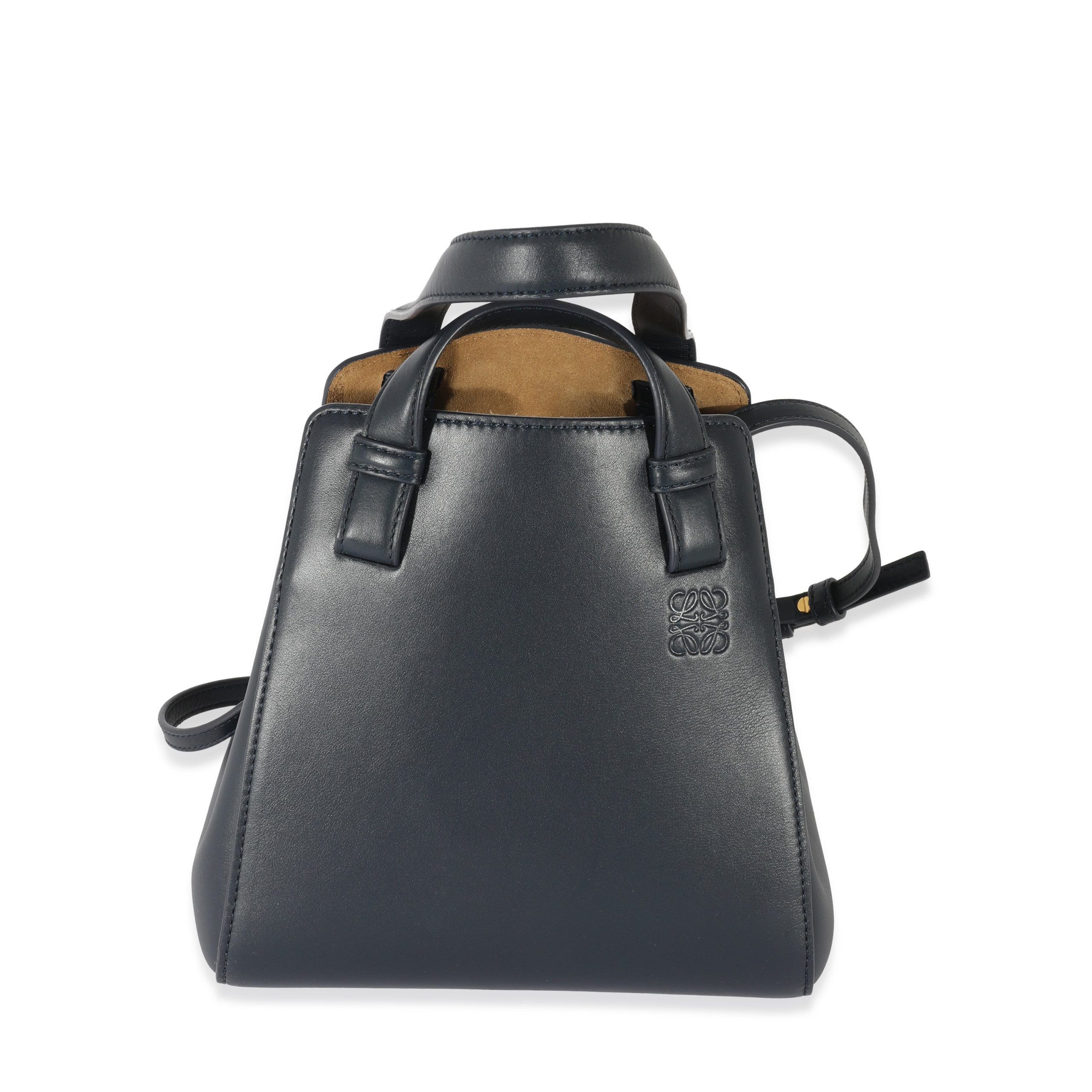 image of Loewe Navy Calfskin Hammock Nugget Bag in Blue, Women's