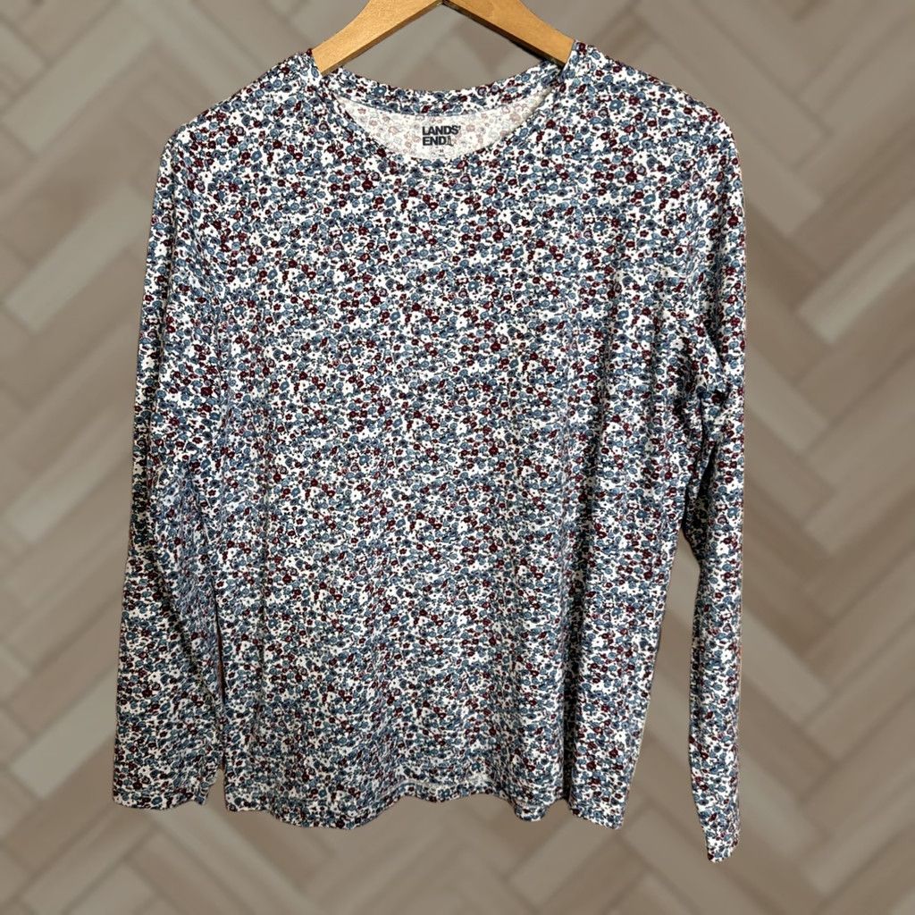 Lands' End Lands' End Womens T-Shirt Long Sleeve Floral Print Multicolor Size M Top Shirt Casual Activewear Women Size M / US 6-8 / IT 42-44 - 1 Thumbnail