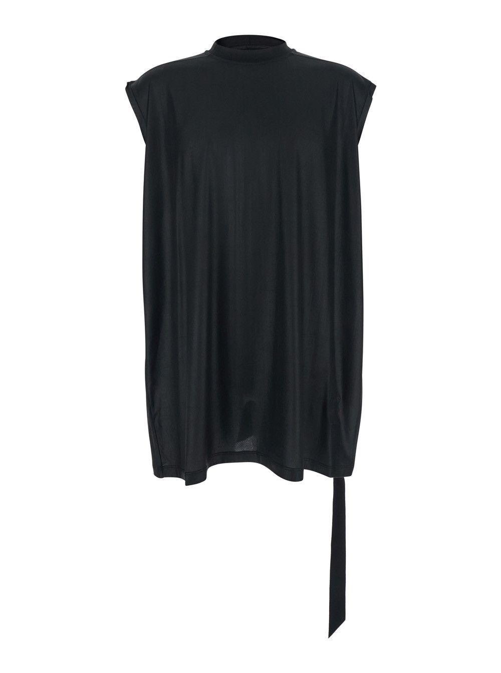 Rick Owens Drkshdw Black Crew Neck T-shirt with Raised Collar in Tech Fabric for Men Size US S / EU 44-46 / 1 - 1 Thumbnail