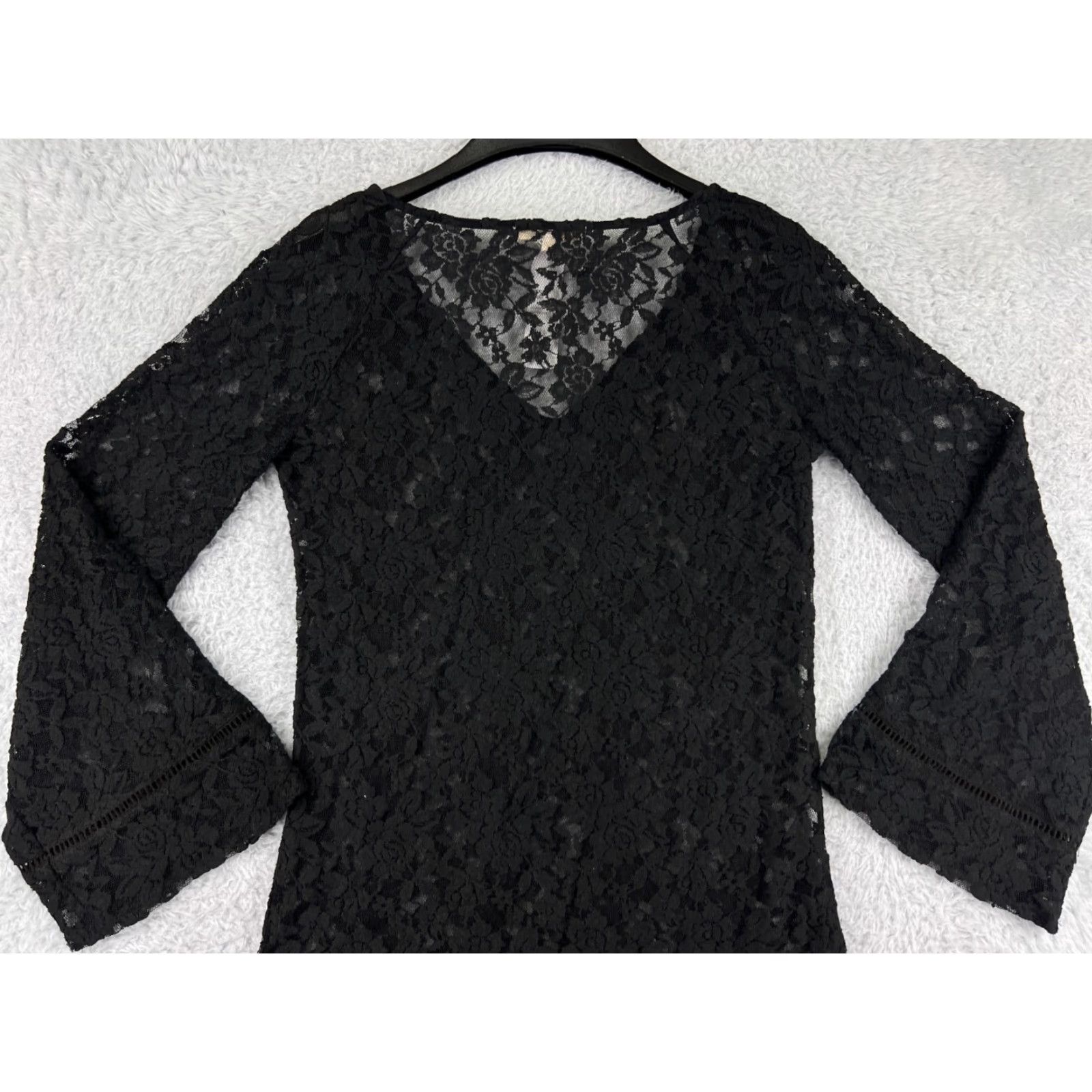 Vintage VINTAGE LA Made Womens Blouse Long Sleeve V-Neck Lace Overlay Floral Small Black Casual Shirt Adult Oktoberfest Dress UpWeekend Wear Size S / US 4 / IT 40 - 6 Thumbnail