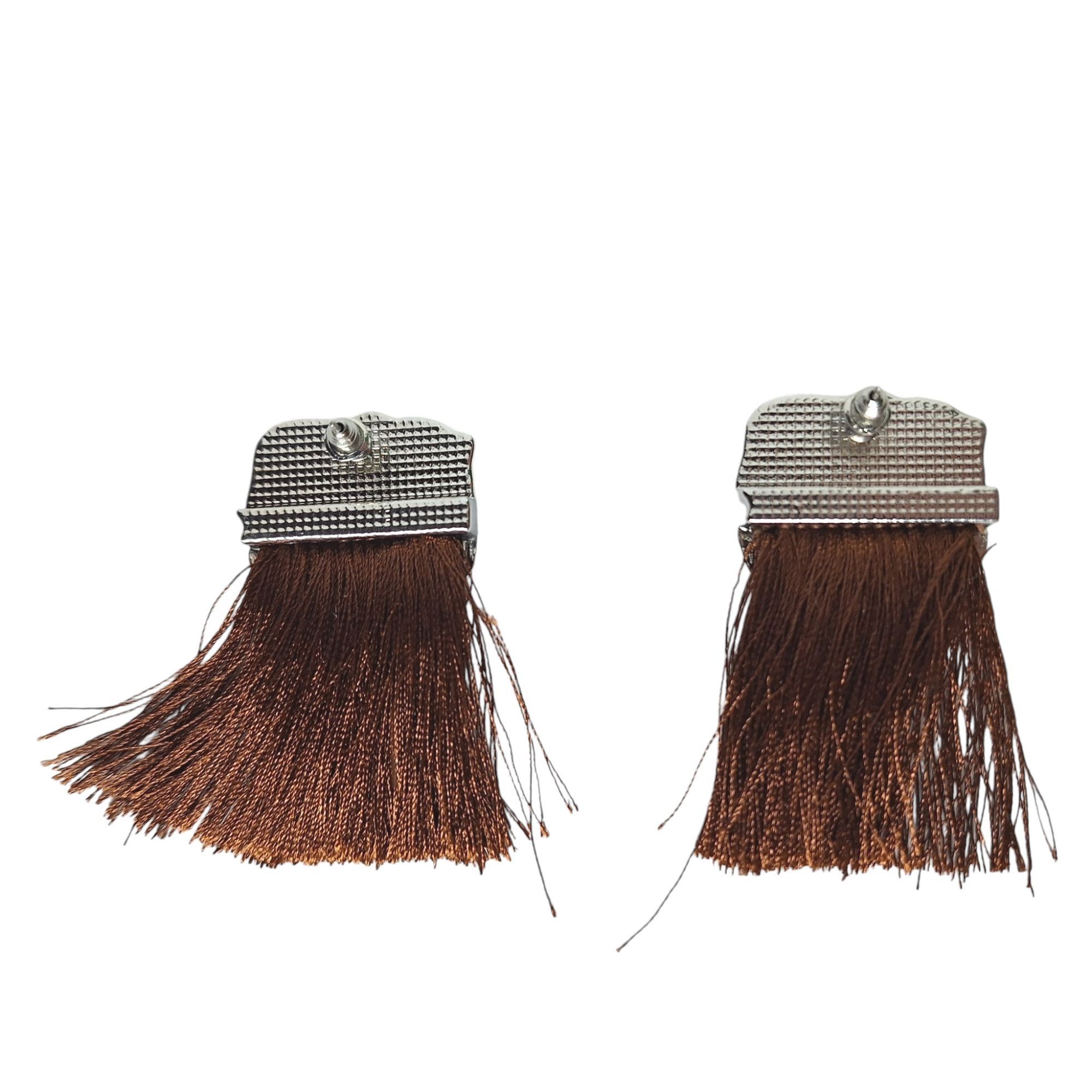 Other Hammered Silver Brown Tassel Fringe Earrings Boho Chic State Size ONE SIZE - 2 Thumbnail