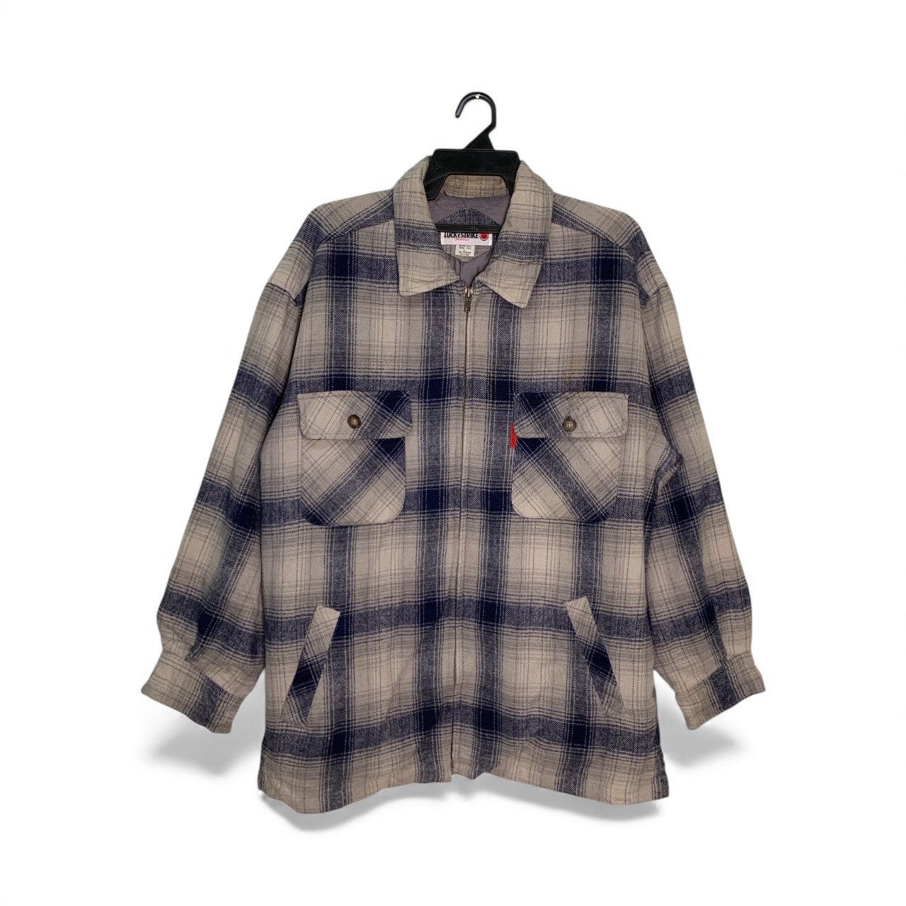 Japanese Brand Rare Design Vintage Lucky Strike Flannel Zipper Light Jacket Size US L / EU 52-54 / 3 - 1 Thumbnail