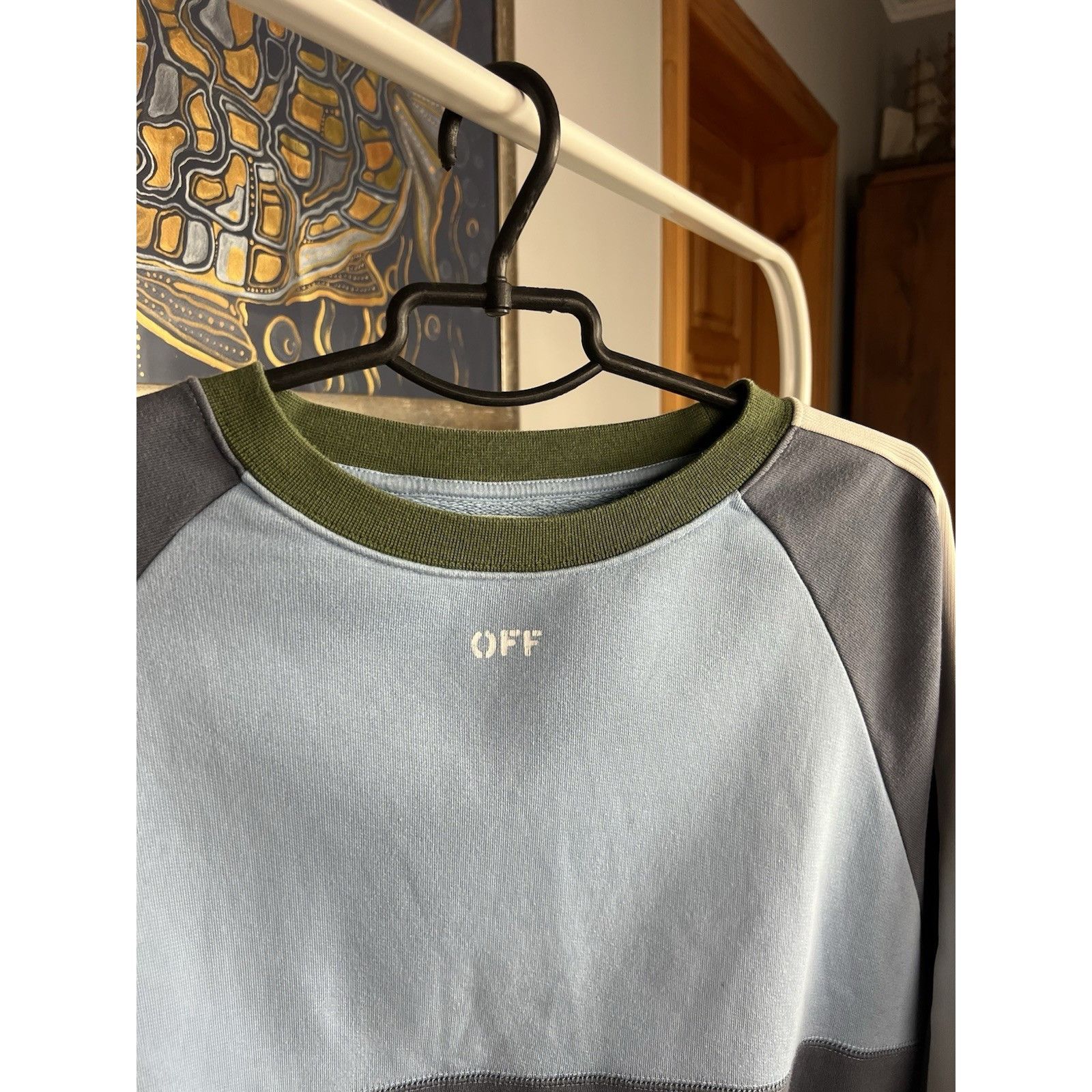 Off-White Off-White Men's Blue Oversized Crewneck Sweater Size M Size US M / EU 48-50 / 2 - 12 Thumbnail