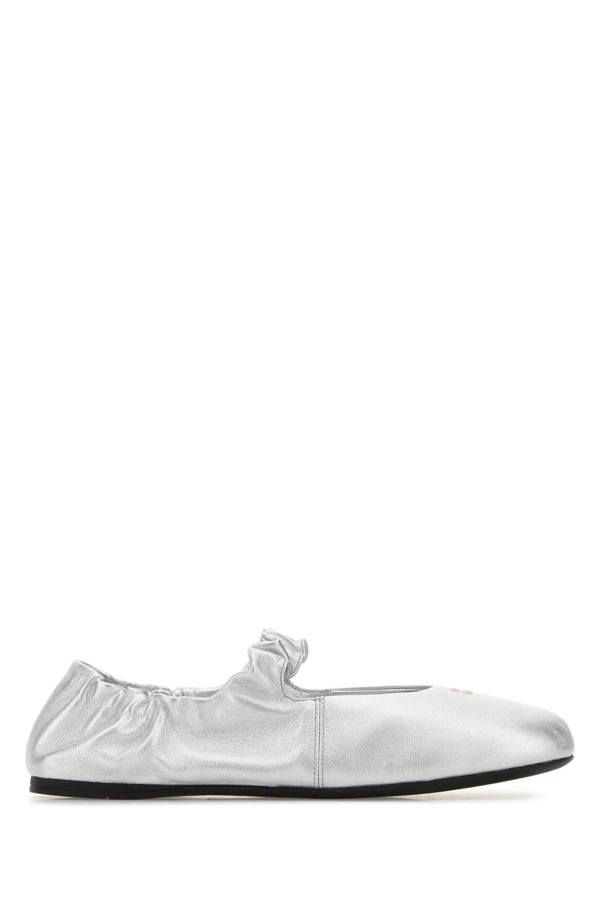 Miu Miu Silver Leather Ballerinas Size US 6 / IT 36 - 1 Thumbnail
