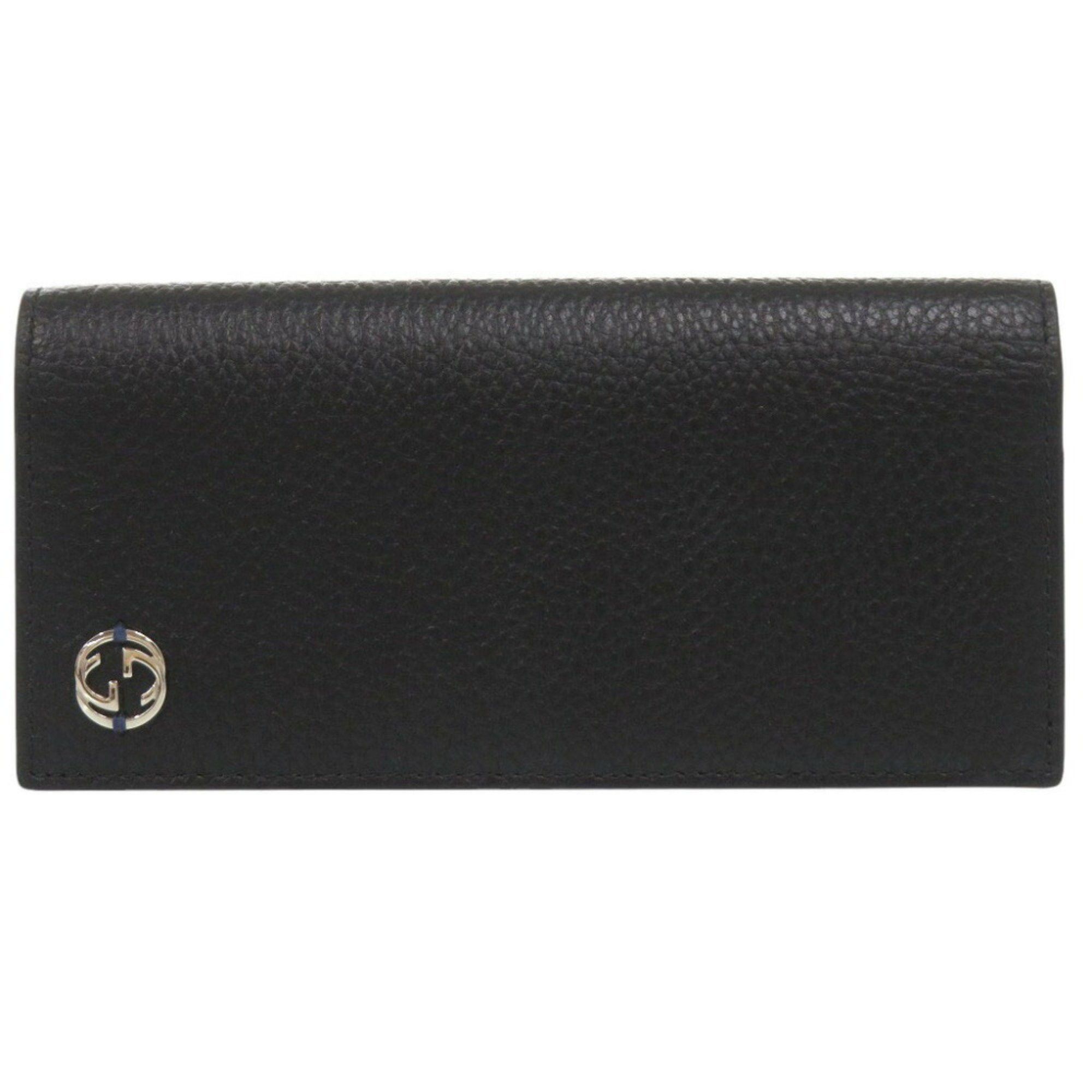 Gucci Gucci Interlocking 610467-2067 Leather Black Bi-fold Long Wallet 0120GUCCI Men's Size ONE SIZE - 1 Thumbnail