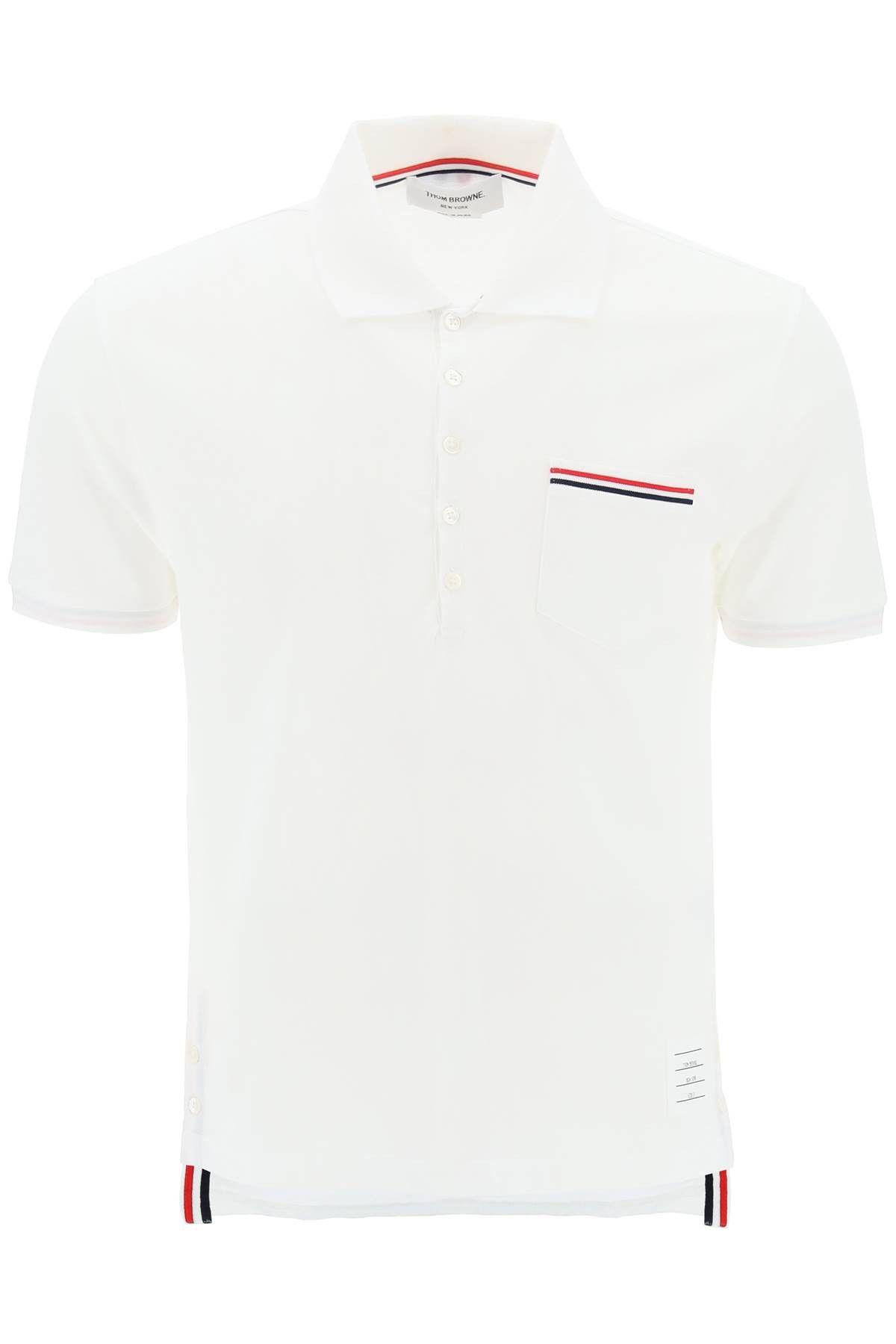 image of Thom Browne Mercerized Cotton Polo Shirt in Bianco, Men's (Size Small)
