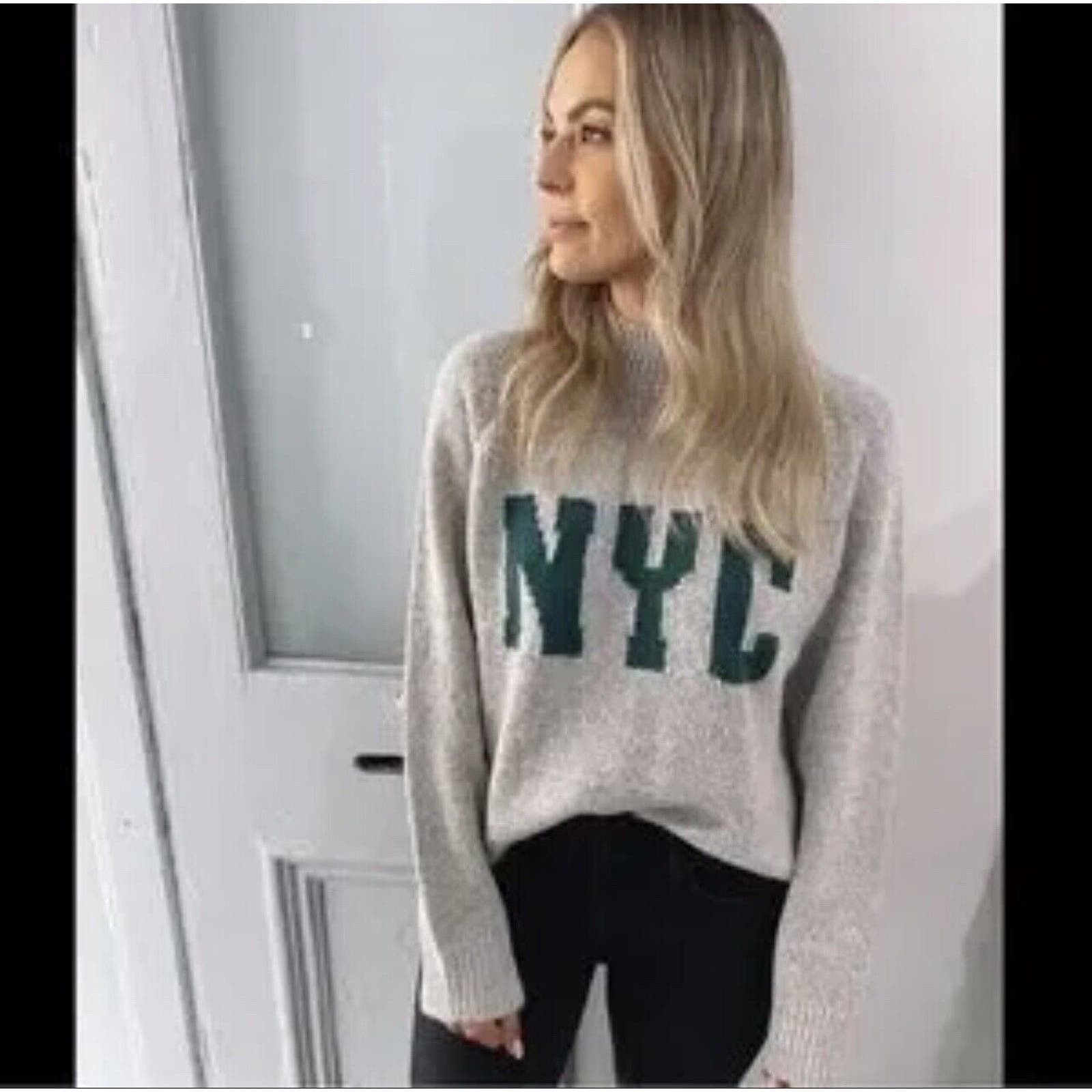 image of Anine Bing Grey Cashmere Wool Nyc New York City Sweater, Women's (Size XS)