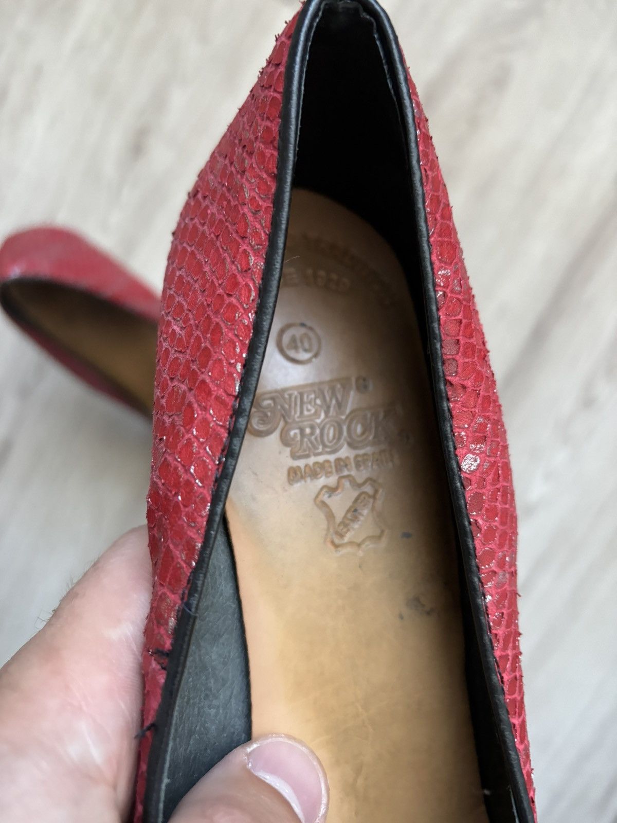 New Rock Red Snake Effect New Rock Heels with Studded Platform EU 40 Size US 9 / IT 39 - 7 Thumbnail