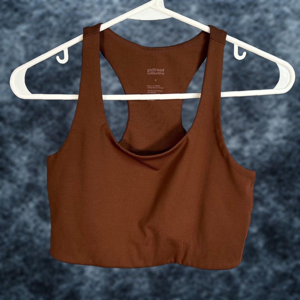 Girlfriend Collective Girlfriend Collective Womens Size Small Brown Racerback Sports Bra Athletic Gym Size ONE SIZE - 1 Thumbnail