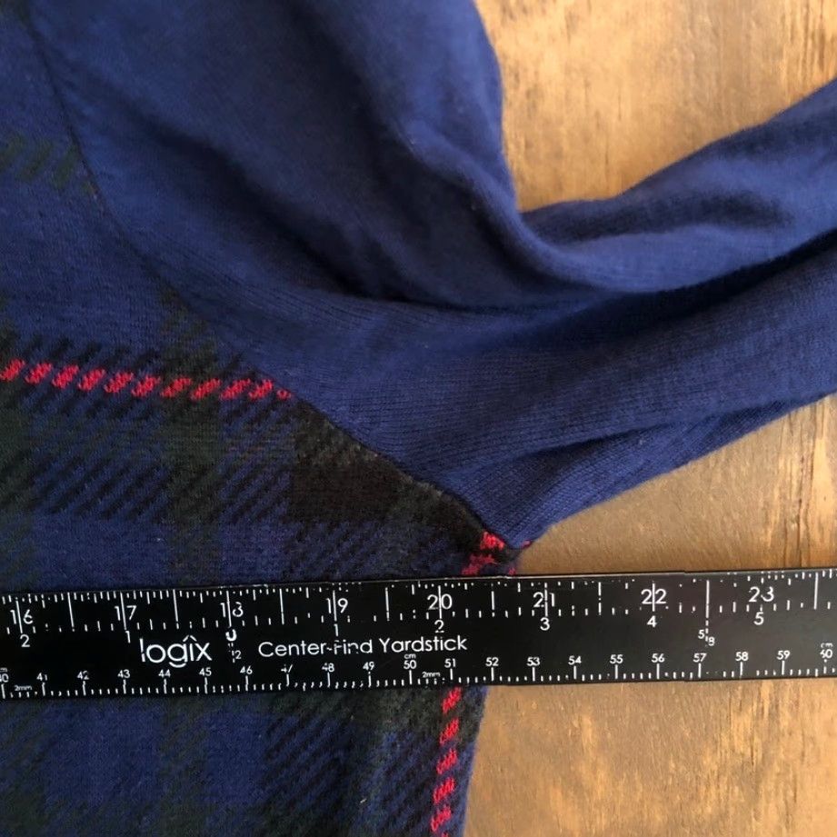 Talbots Talbots Womens Sweater Blue Multicolor Plaid Split Cowl Neck Stretch Large Size L / US 10 / IT 46 - 6 Thumbnail