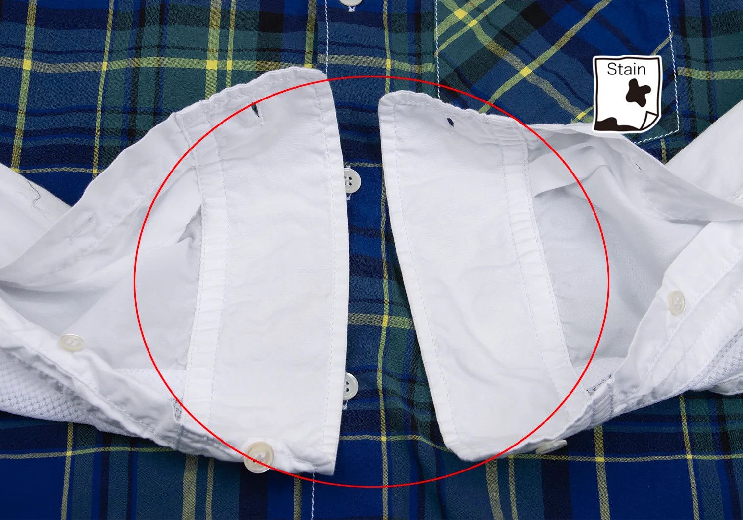 Ganryu Cotton Check Color Block Shirt in White and Blue, M Size US M / EU 48-50 / 2 - 9 Thumbnail