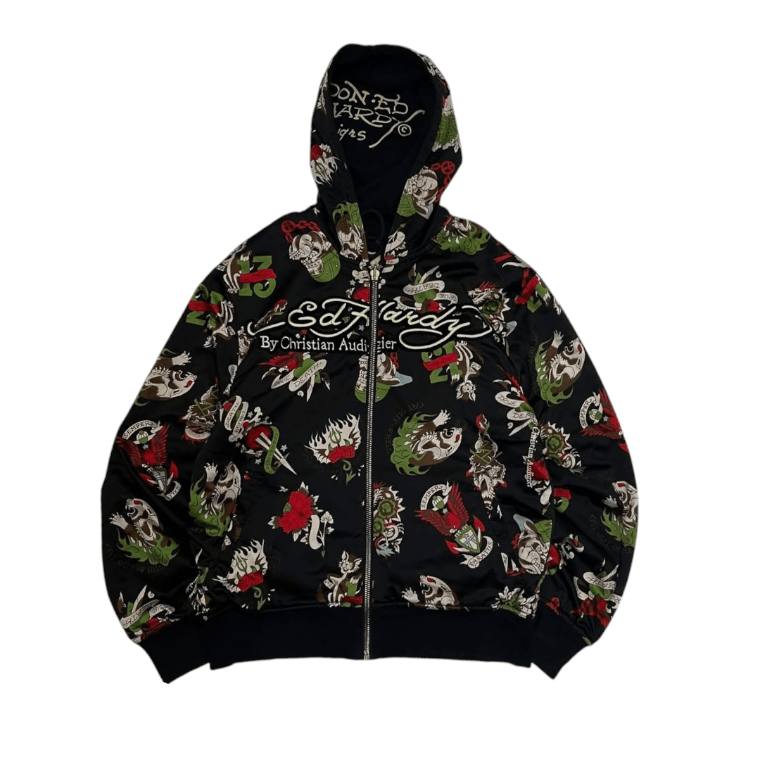 Christian Audigier × Ed Hardy Rare 🔥 ED HARDY ' Do Or Die ' Embroidery Reversible Jacket Size US L / EU 52-54 / 3 - 6 Thumbnail
