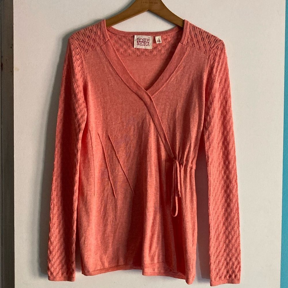 Anthropologie Rosie Neira Anthropologie Size S Peach Knit Sweater Faux Tie Size S / US 4 / IT 40 - 2 Thumbnail