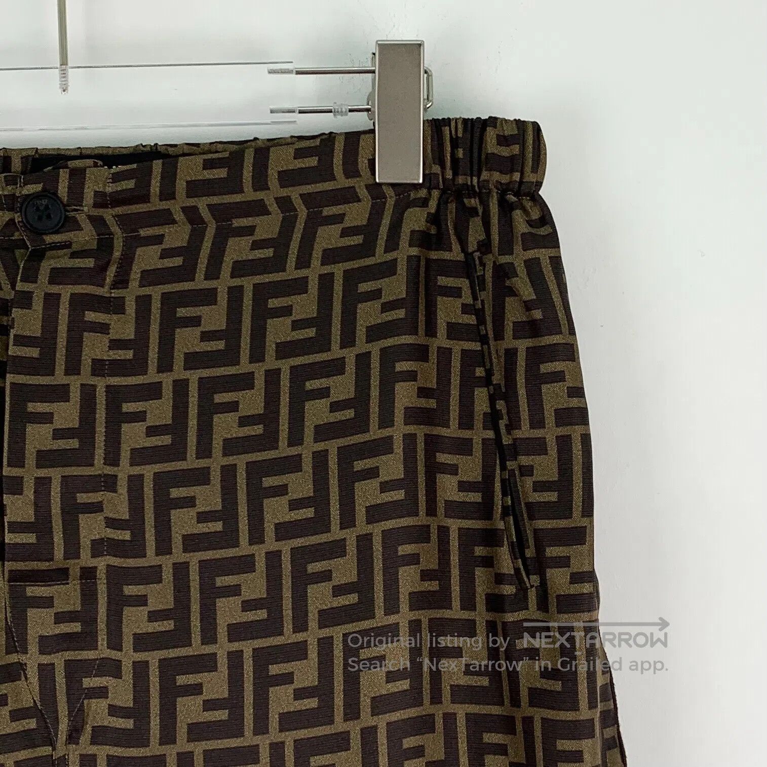 Fendi FENDI Beige Double F Monogram Printed Silk-cotton Casual T Size US 30 / EU 46 - 3 Thumbnail