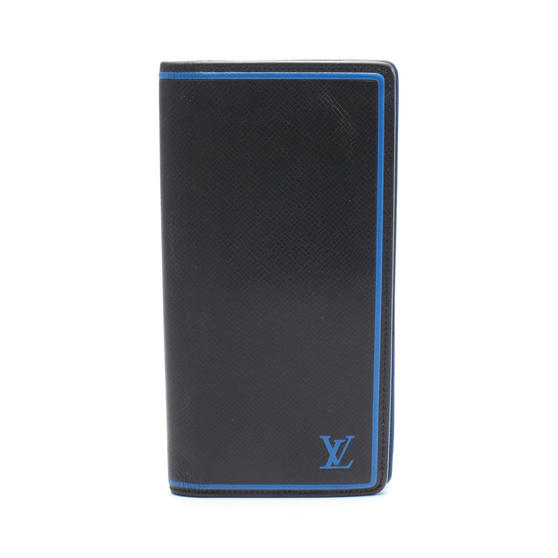 Louis Vuitton Louis Vuitton Portefeuil Brother Taiga Noir Bi-Fold Long Wallet Leather Black Blue Size ONE SIZE - 1 Thumbnail