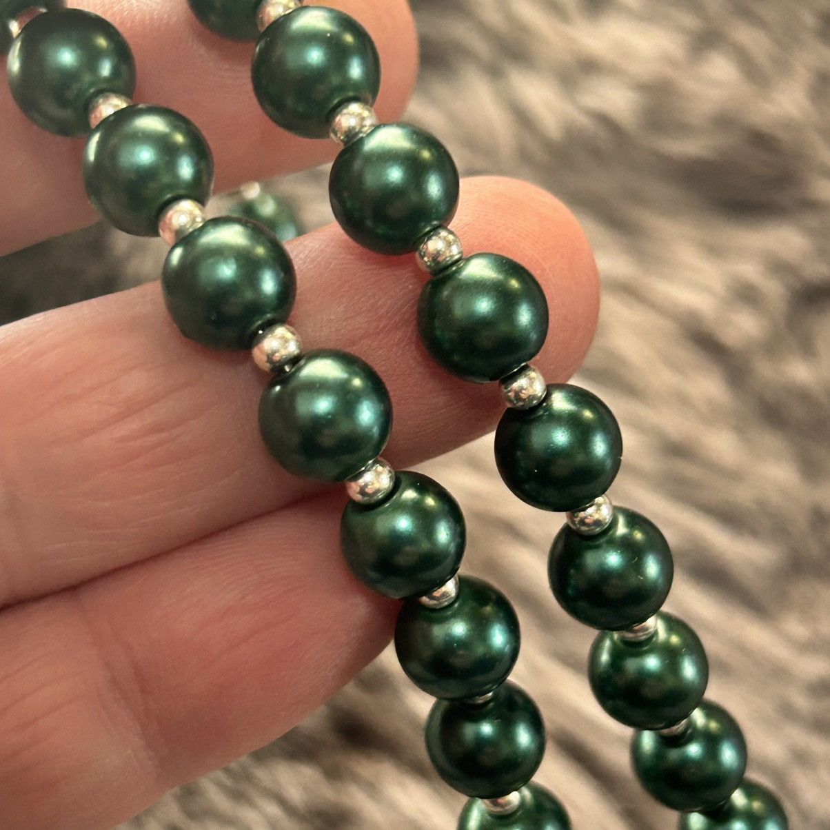 Handmade Handcrafted ruby in zoisite peacock blue Czech necklace Size ONE SIZE - 7 Thumbnail