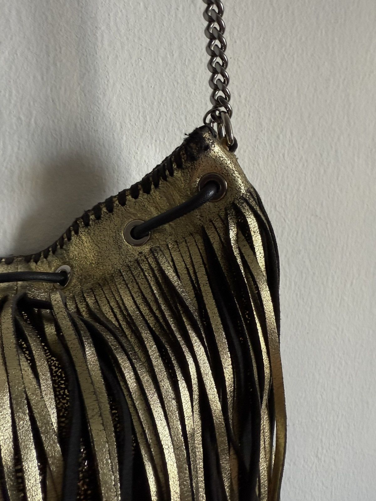 Stella McCartney Stella McCartney Gold Faux Leather Mini Fringe Falabella bag Size ONE SIZE - 9 Thumbnail