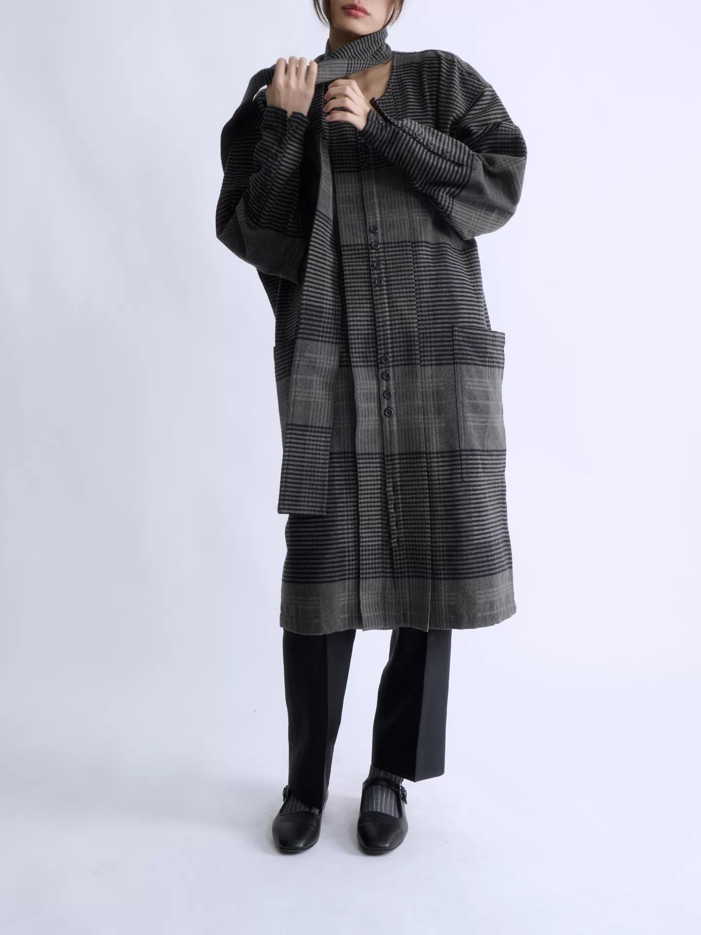 Other TAKEZO TOYOGUCHI 90s Checkered Tie-Belt Dress/Jacket Size M / US 6-8 / IT 42-44 - 2 Thumbnail