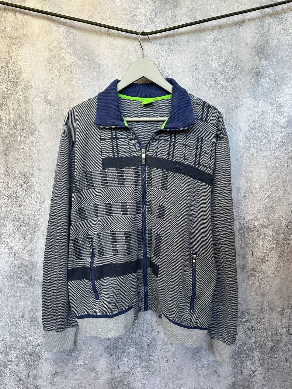 Hugo Boss Hugo Boss Green Label Full Zip Sweater Geometric Pattern Size US XL / EU 56 / 4 - 2 Thumbnail
