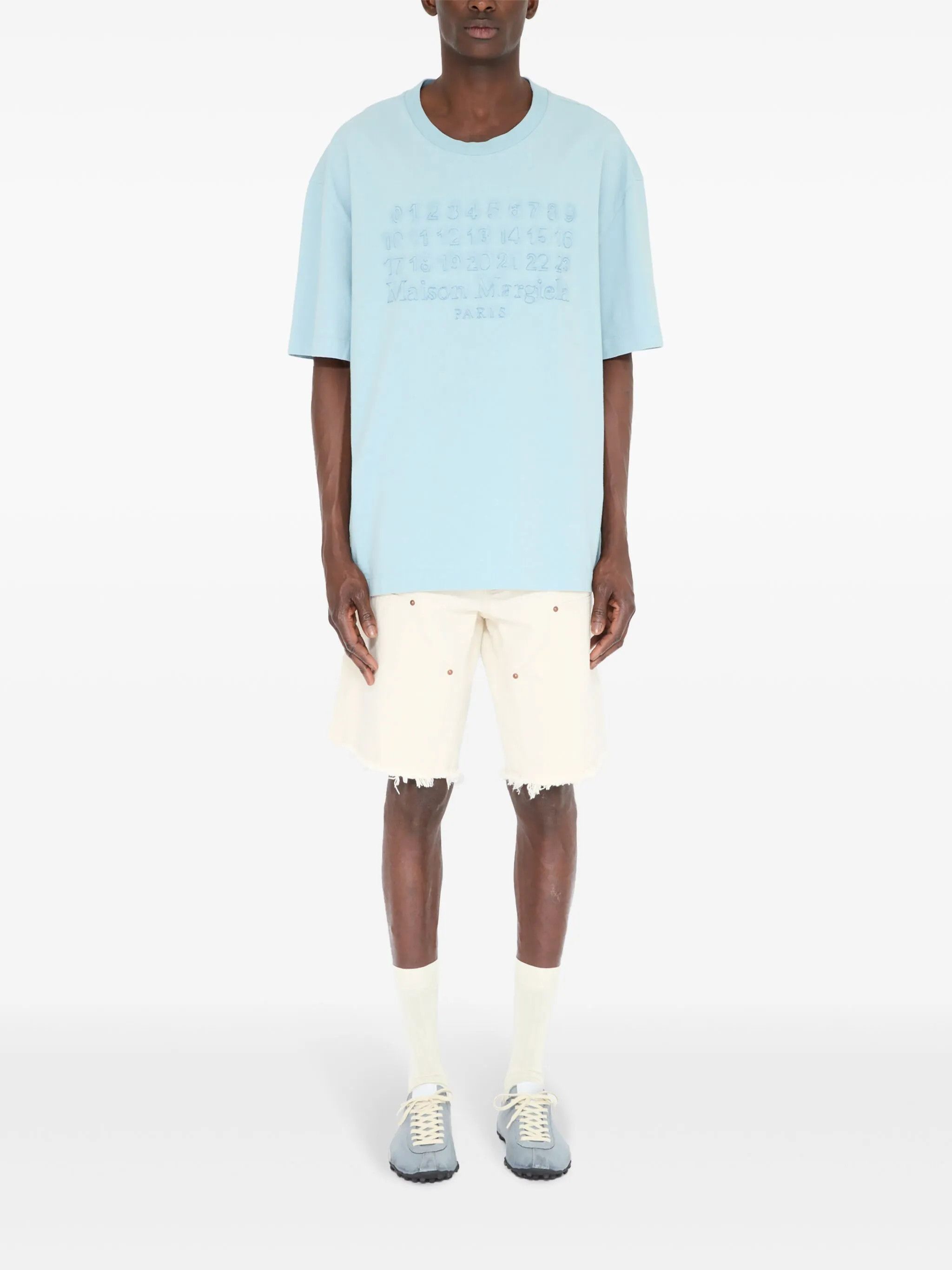Maison Margiela o1w1db10226 Numbers Motif T-Shirt in Light Blue Size US M / EU 48-50 / 2 - 2 Thumbnail