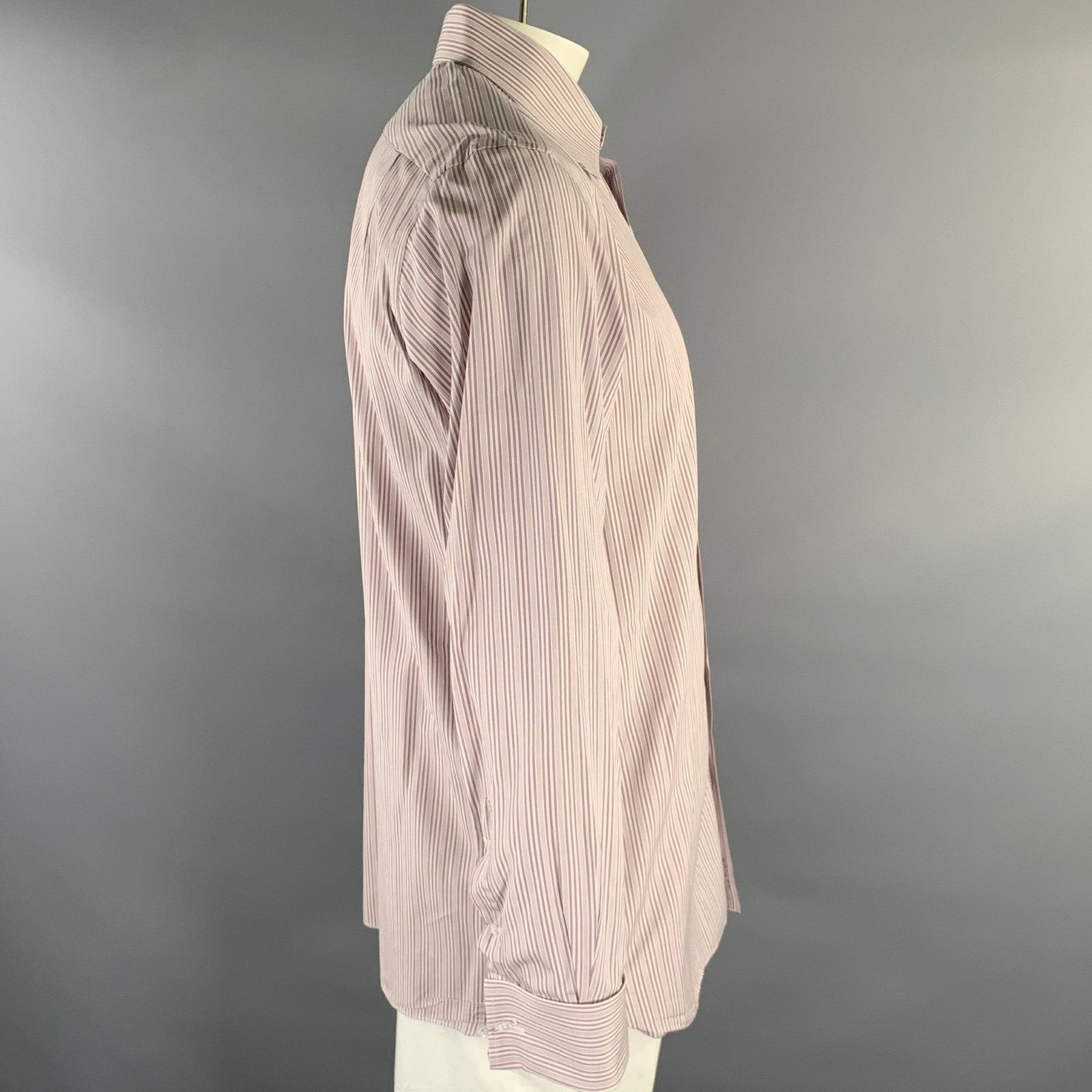 Tom Ford TOM FORD XL White Purple Stripe Cotton Pointed Collar Shirt Size US XL / EU 56 / 4 - 3 Thumbnail