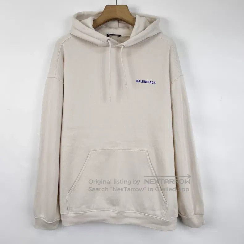 Balenciaga Balenciaga Cream white front and back logo print fleece ho Size US L / EU 52-54 / 3 - 2 Thumbnail