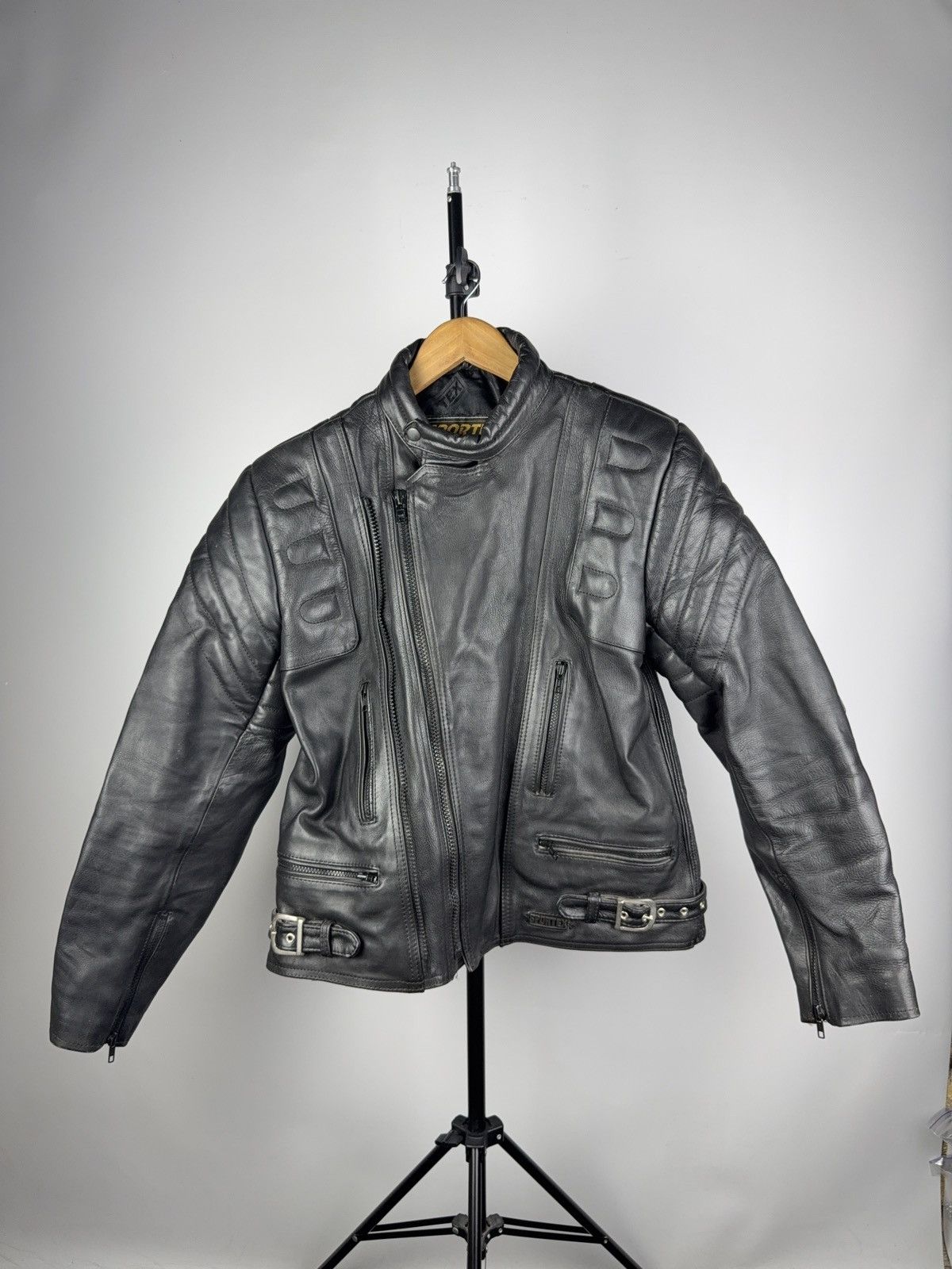 Leather Vntg 00s Heavy Leather Racing MOTO Bomber Jacket Punk Size US S / EU 44-46 / 1 - 1 Thumbnail
