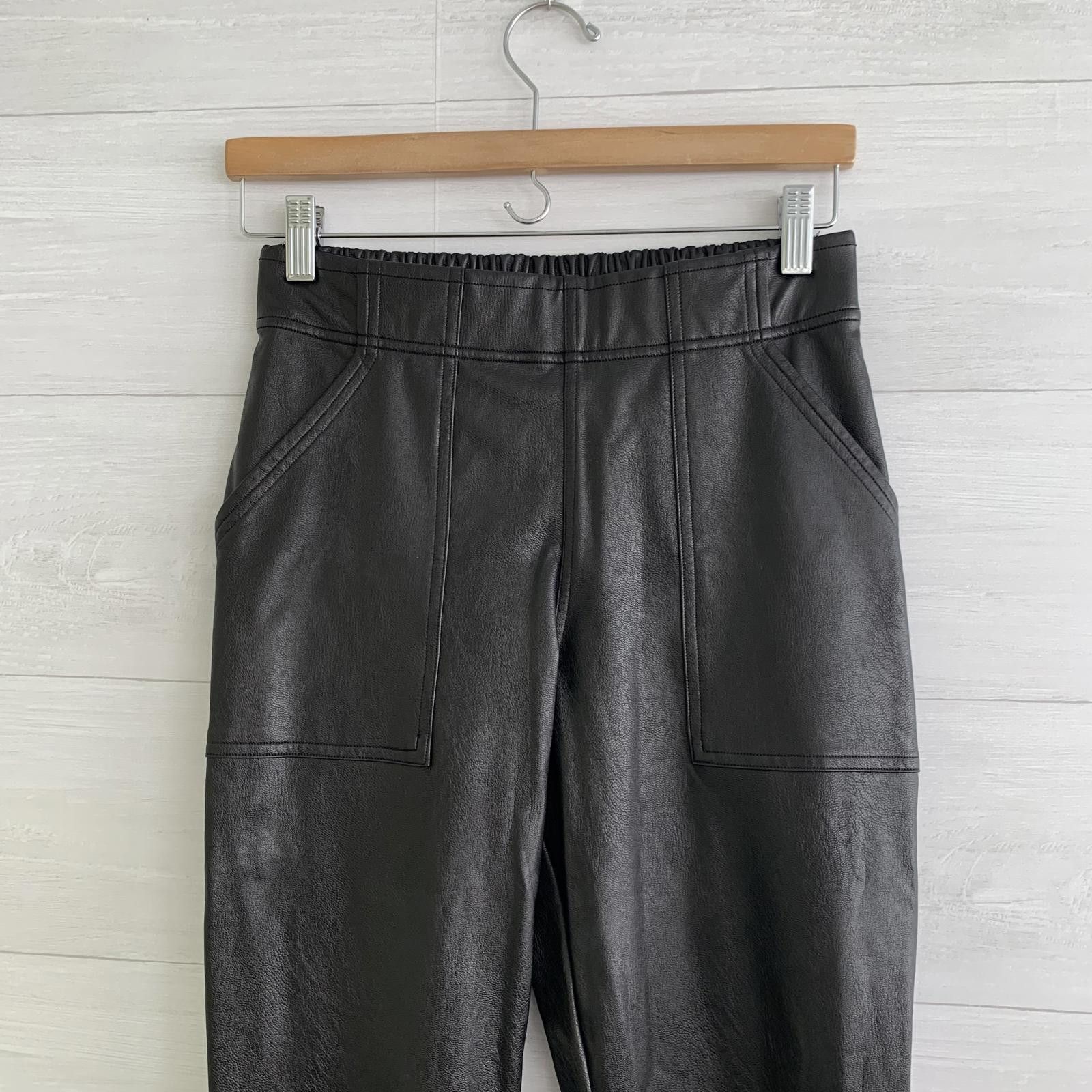 Domenico Spano Spanx - Black faux leather pull on jogger pants, sz S Size 28" / US 6 / IT 42 - 2 Thumbnail