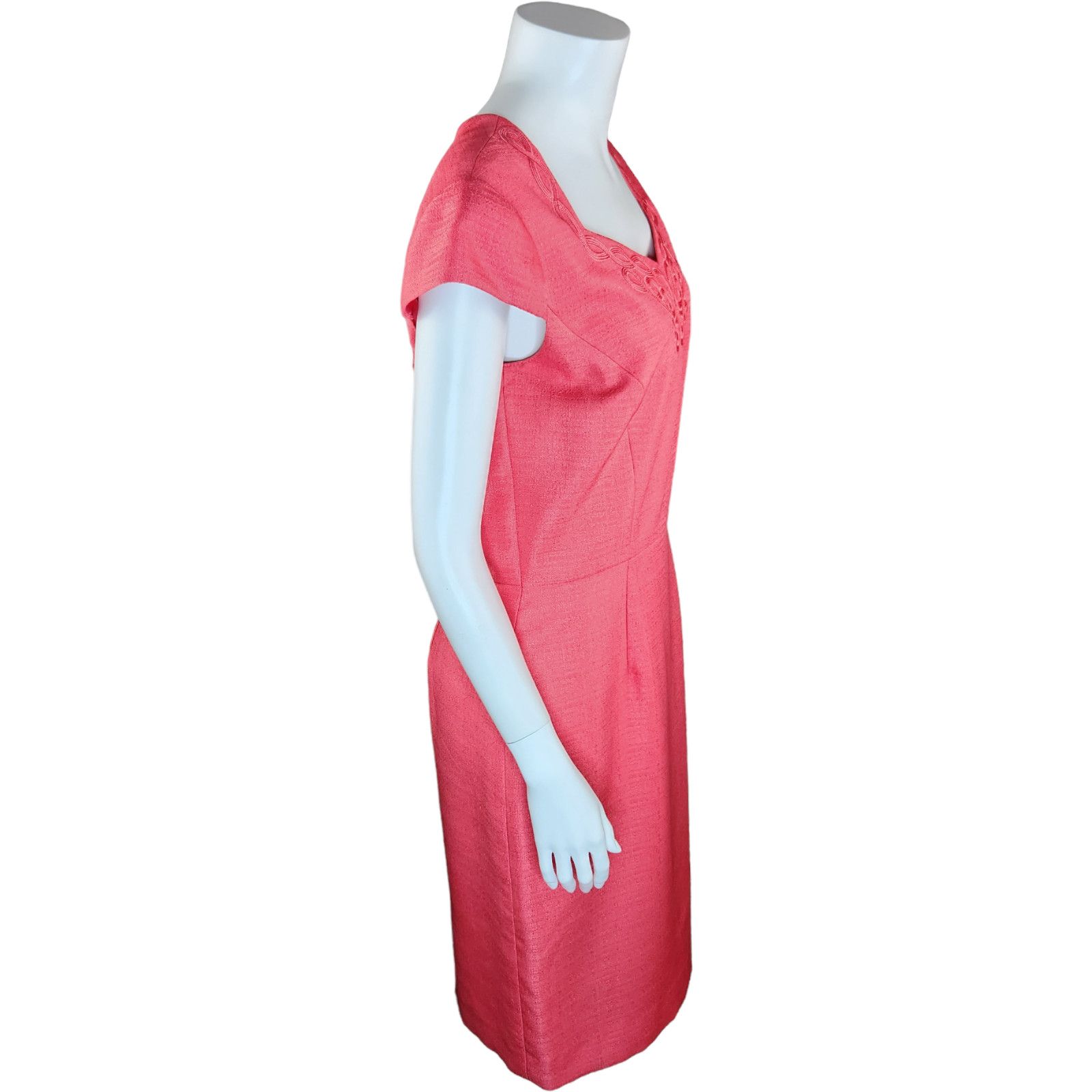 Preston & York Preston & York Womens 8 Coral Sheath Midi Dress Lined Size M / US 6-8 / IT 42-44 - 5 Thumbnail