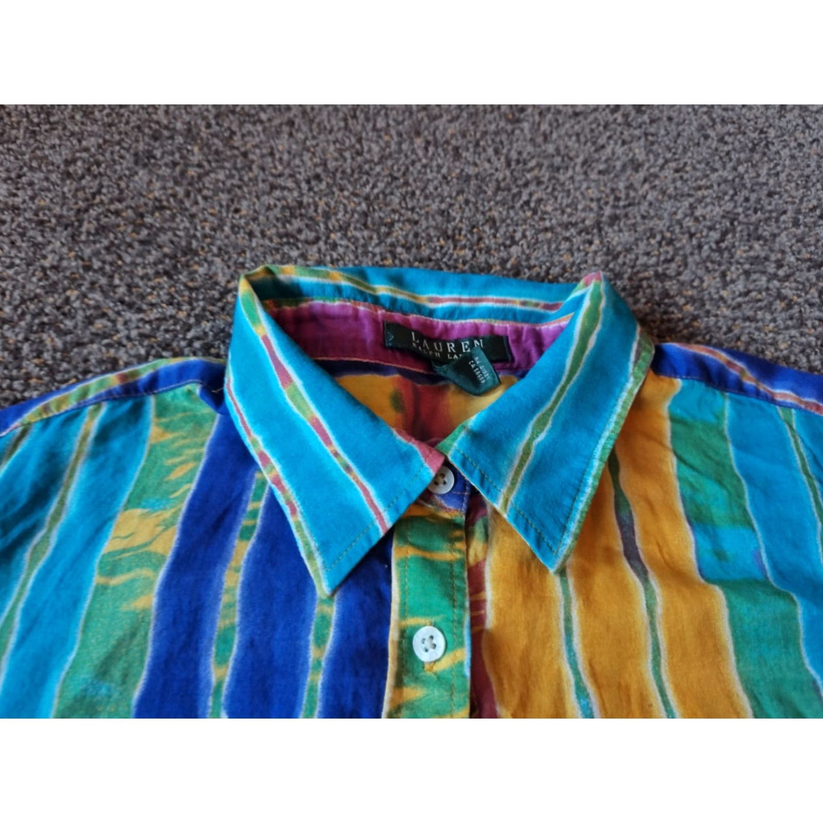 Ralph Lauren Lauren Ralph Lauren Women's Tie Dye Button-Up Blouse XL Multicolor Cotton Bohemian Festival Summer Spring Fall Size XL / US 12-14 / IT 48-50 - 4 Thumbnail