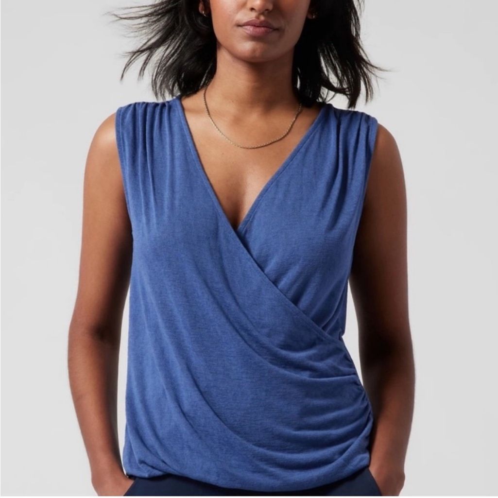 Athleta Athleta Breezy Wrap Top Cobalt Blue 988031 $50 L Size XL / US 12-14 / IT 48-50 - 1 Thumbnail