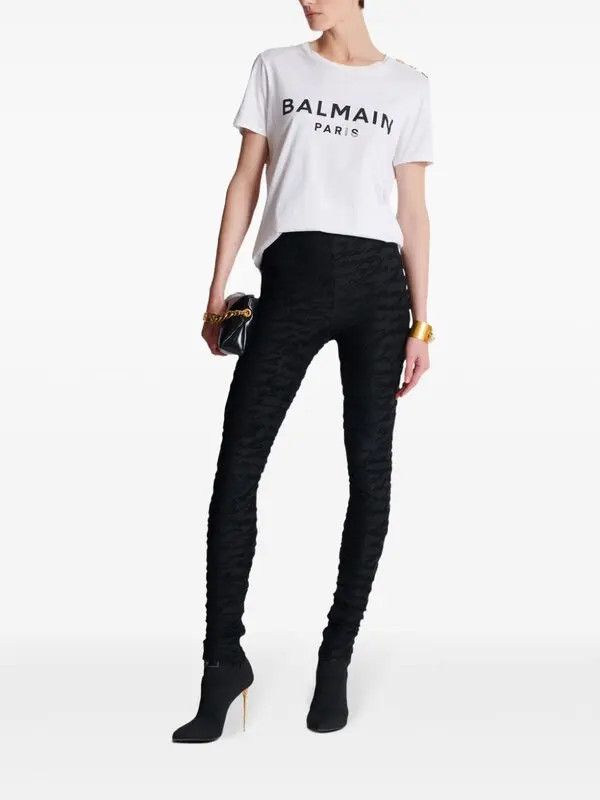 Balmain o1s1wg111225 Monogram-Jacquard Legging in Black Size 30" / US 8 / IT 44 - 5 Thumbnail