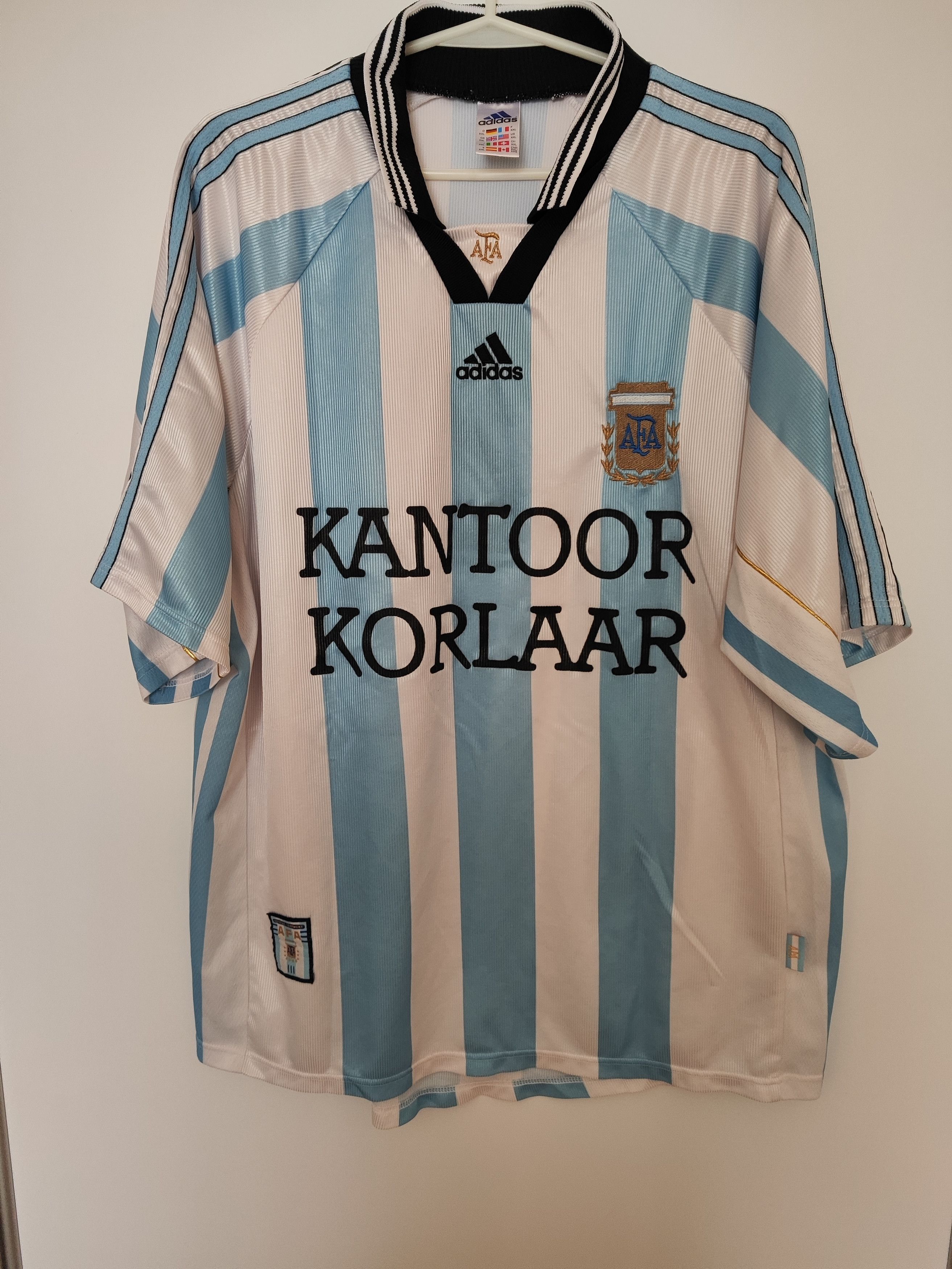 Adidas Vintage Adidas Argentina 1998 Home Jersey w/ Rare Size US XXL / EU 58 / 5 - 1 Thumbnail