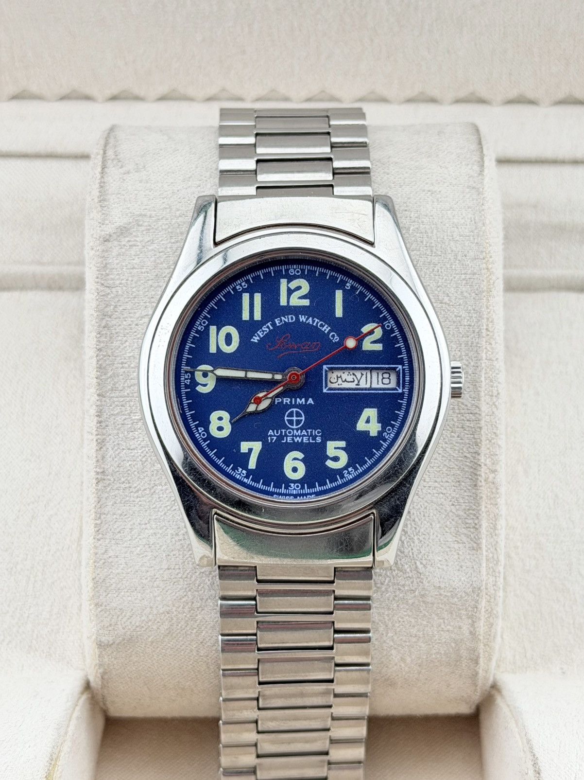 West End Watch Co. West End Sowar Prima Vintage Automatic Blue Dial Watch Size 36 - 1 Thumbnail